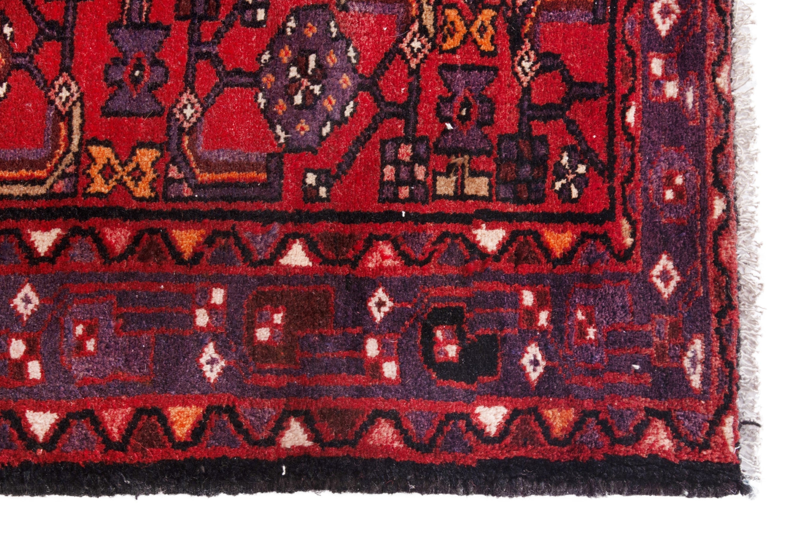 Persian Hamedan runner rug in deep red and burgundy, view 7 of 19