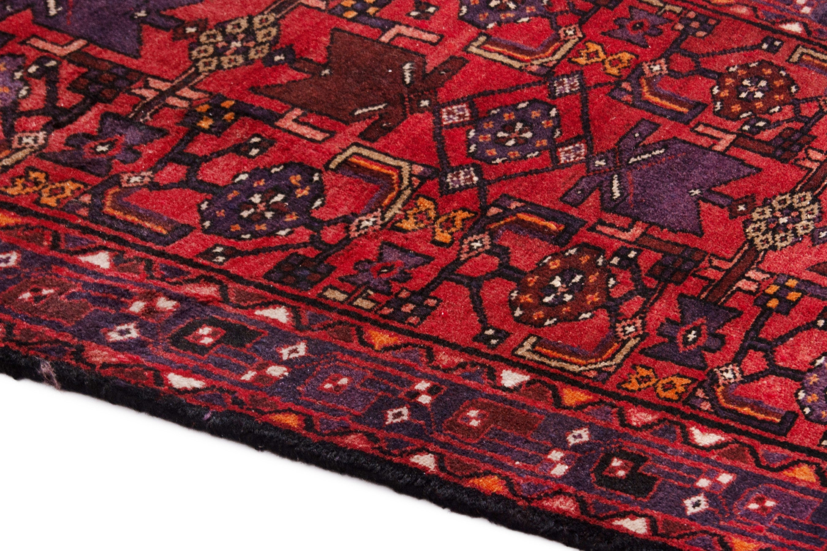 Persian Hamedan runner rug in deep red and burgundy, view 5 of 19