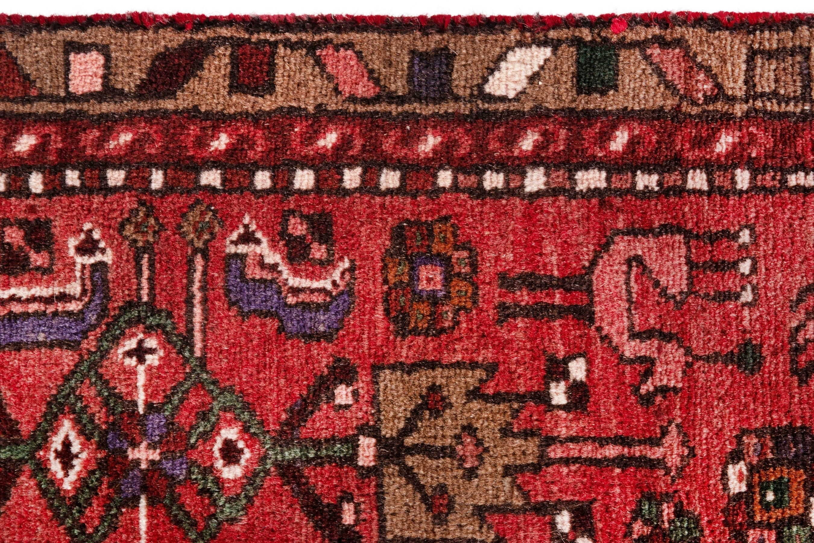 Persian Zanjan runner rug in deep red and burgundy, view 15 of 23