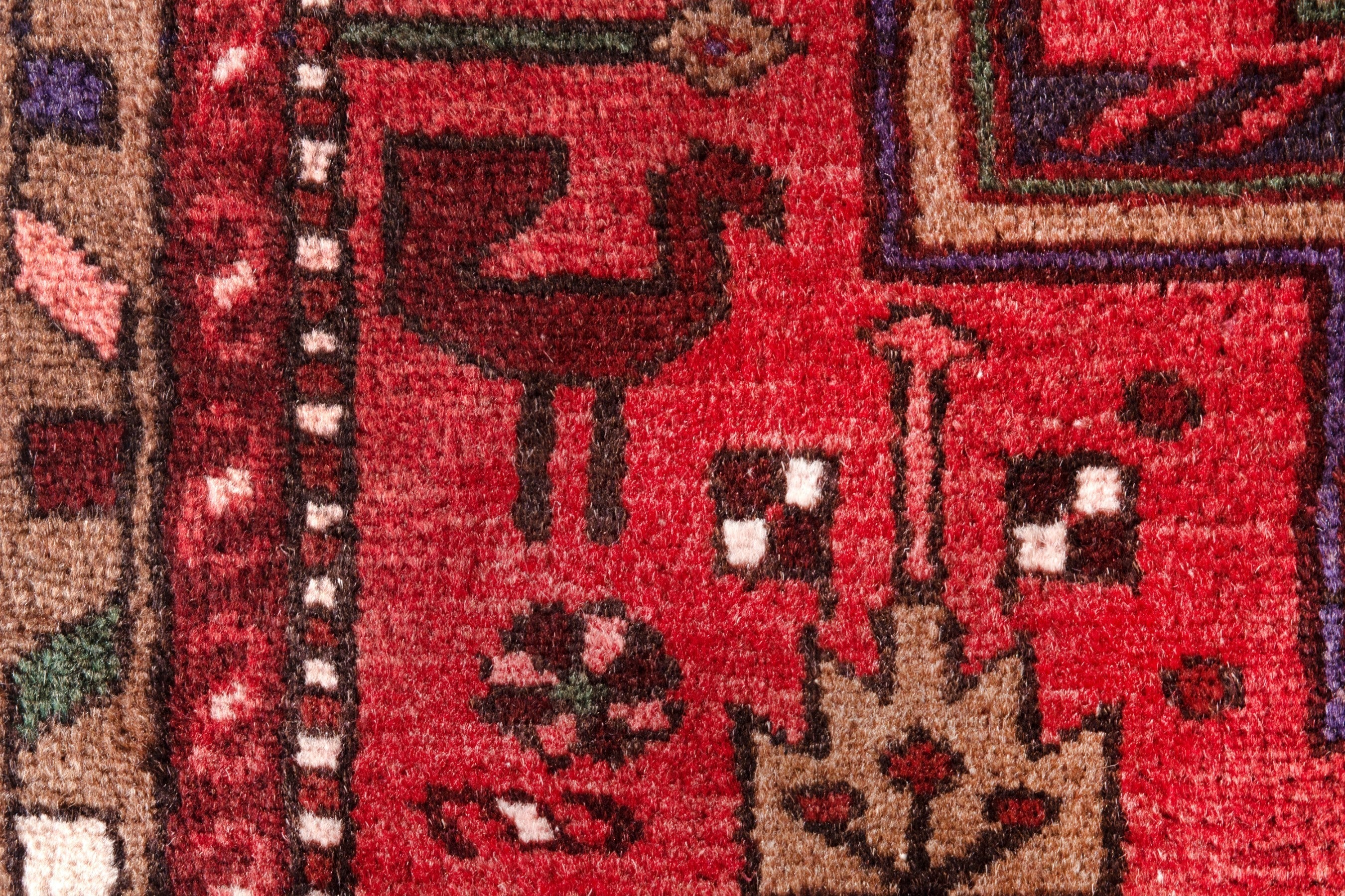Persian Zanjan runner rug in deep red and burgundy, view 16 of 23