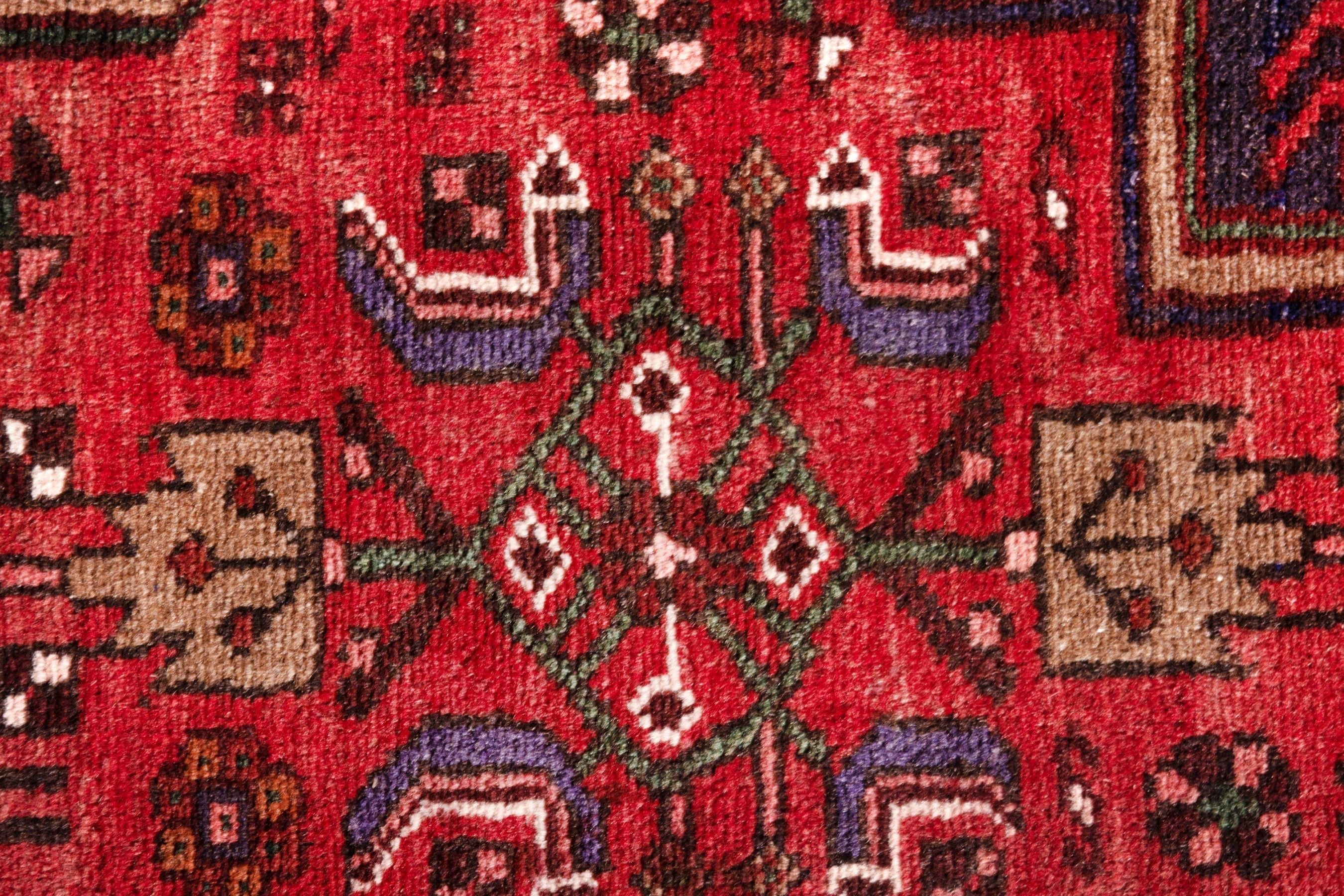 Persian Zanjan runner rug in deep red and burgundy, view 17 of 23