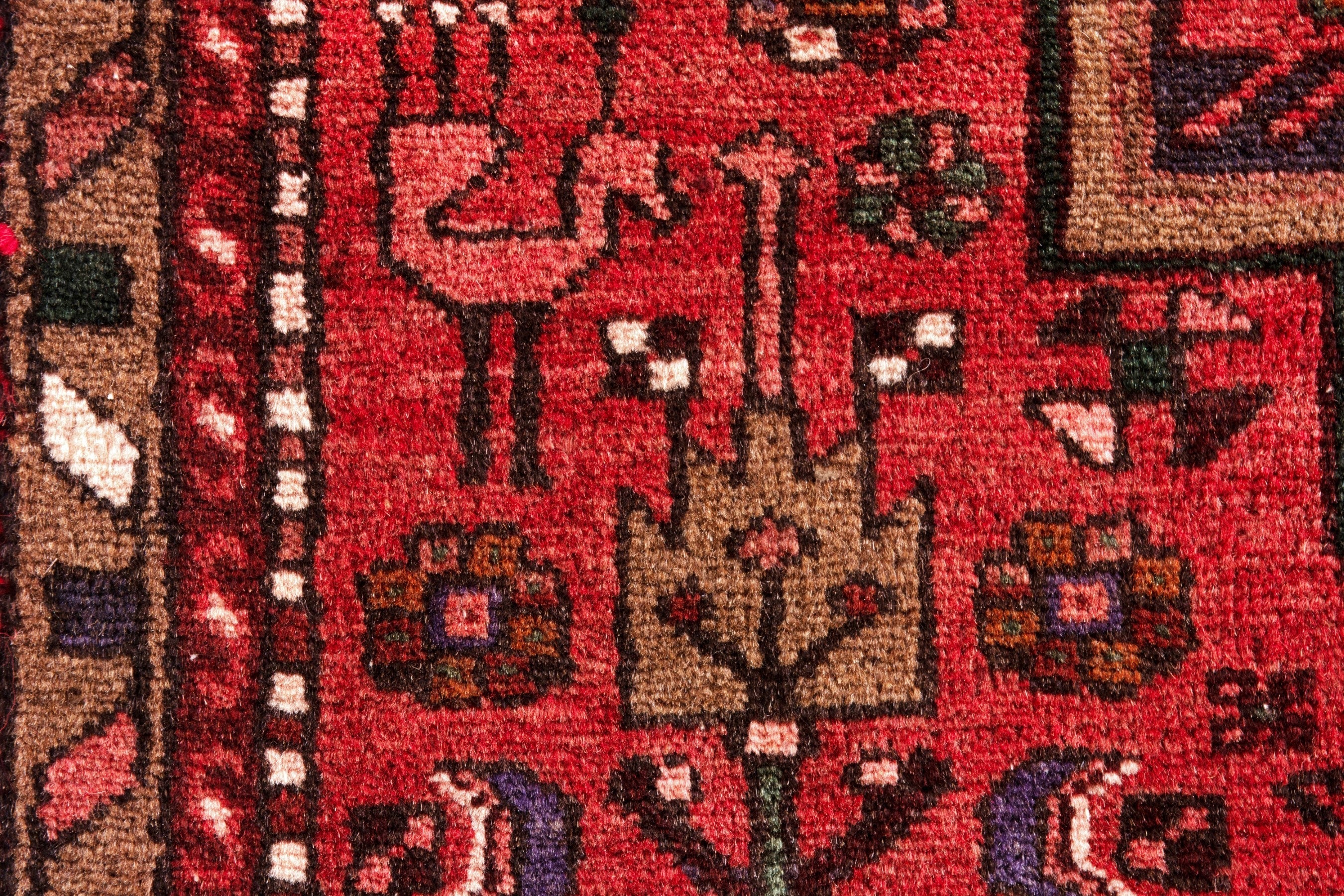 Persian Zanjan runner rug in deep red and burgundy, view 18 of 23