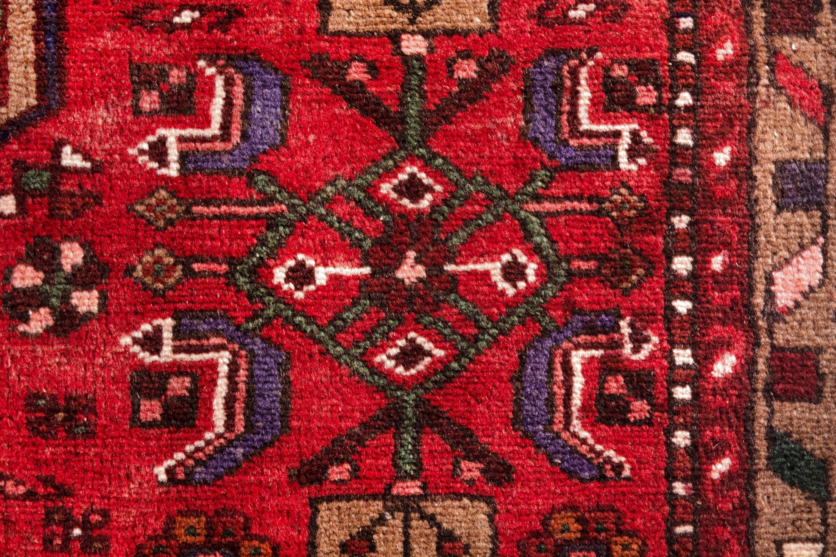 Persian Zanjan runner rug in deep red and burgundy, view 19 of 23