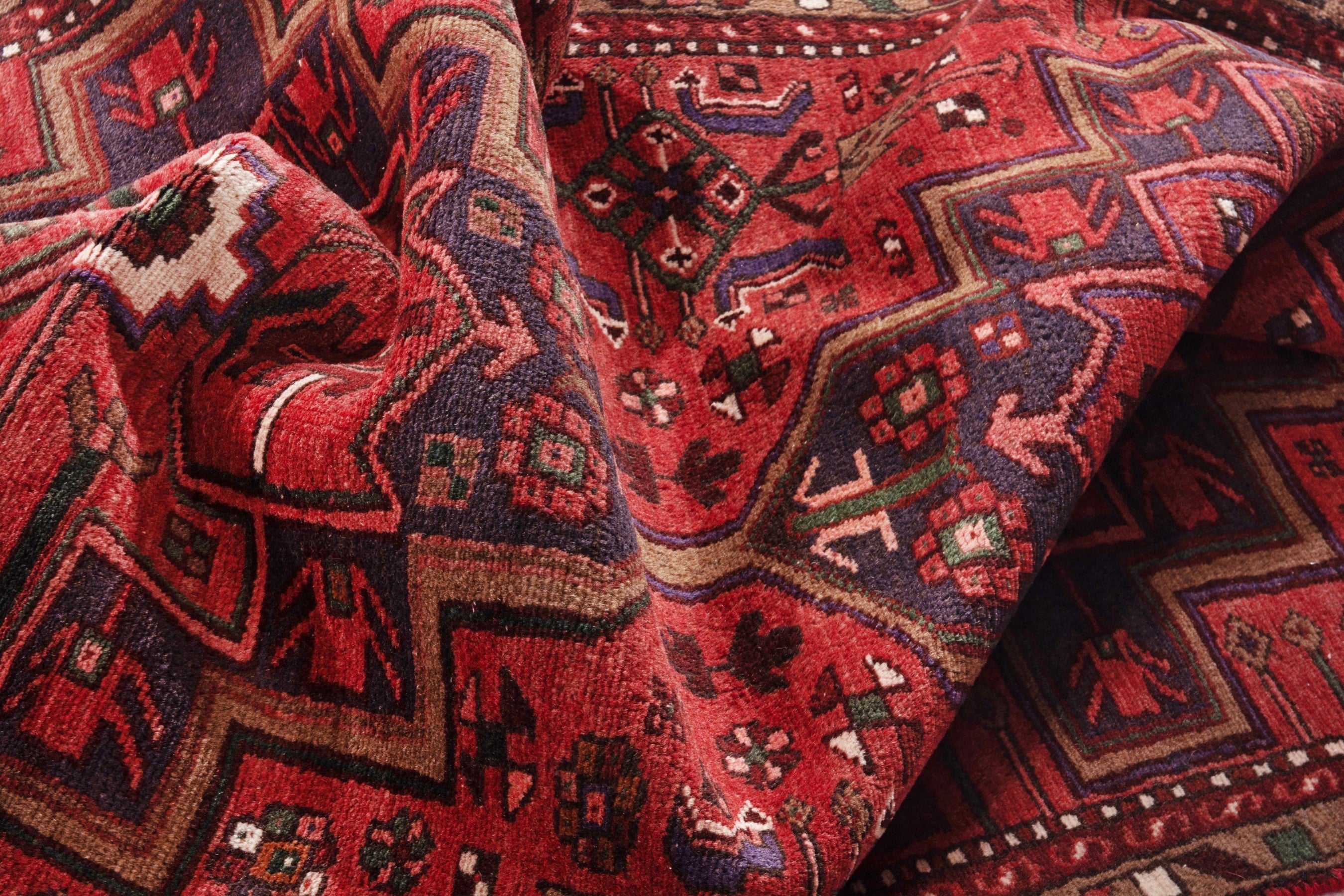 Persian Zanjan runner rug in deep red and burgundy, view 22 of 23