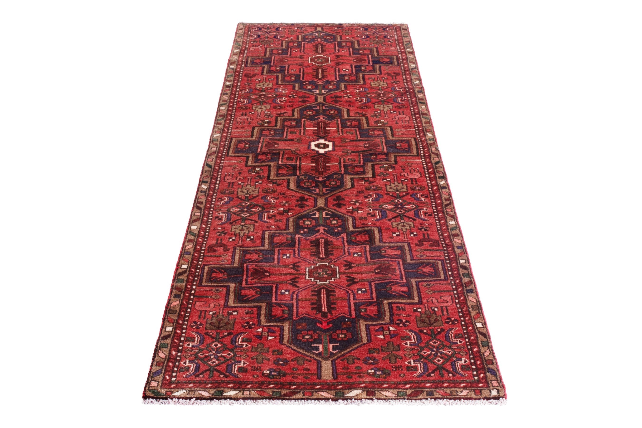 Persian Zanjan runner rug in deep red and burgundy, view 2 of 23