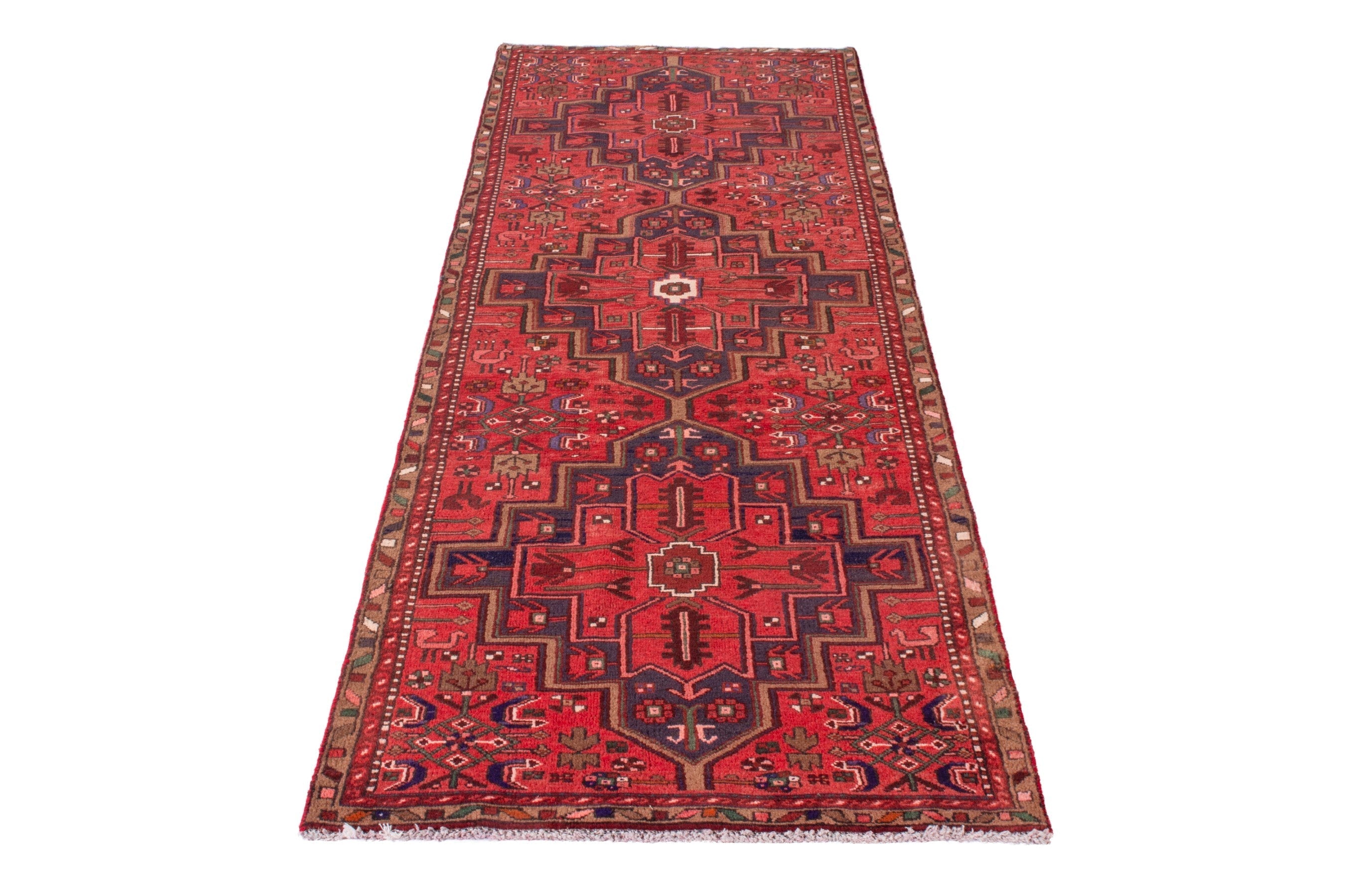 Persian Zanjan runner rug in deep red and burgundy, view 3 of 23