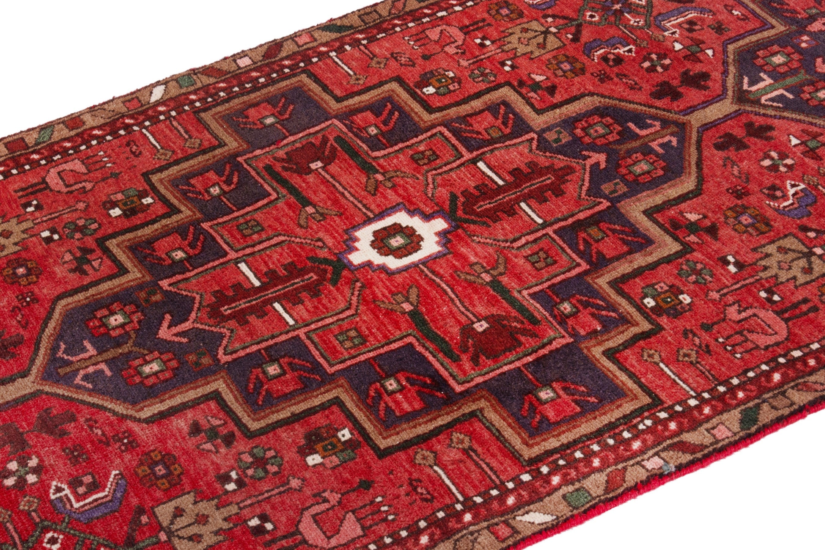 Persian Zanjan runner rug in deep red and burgundy, view 5 of 23