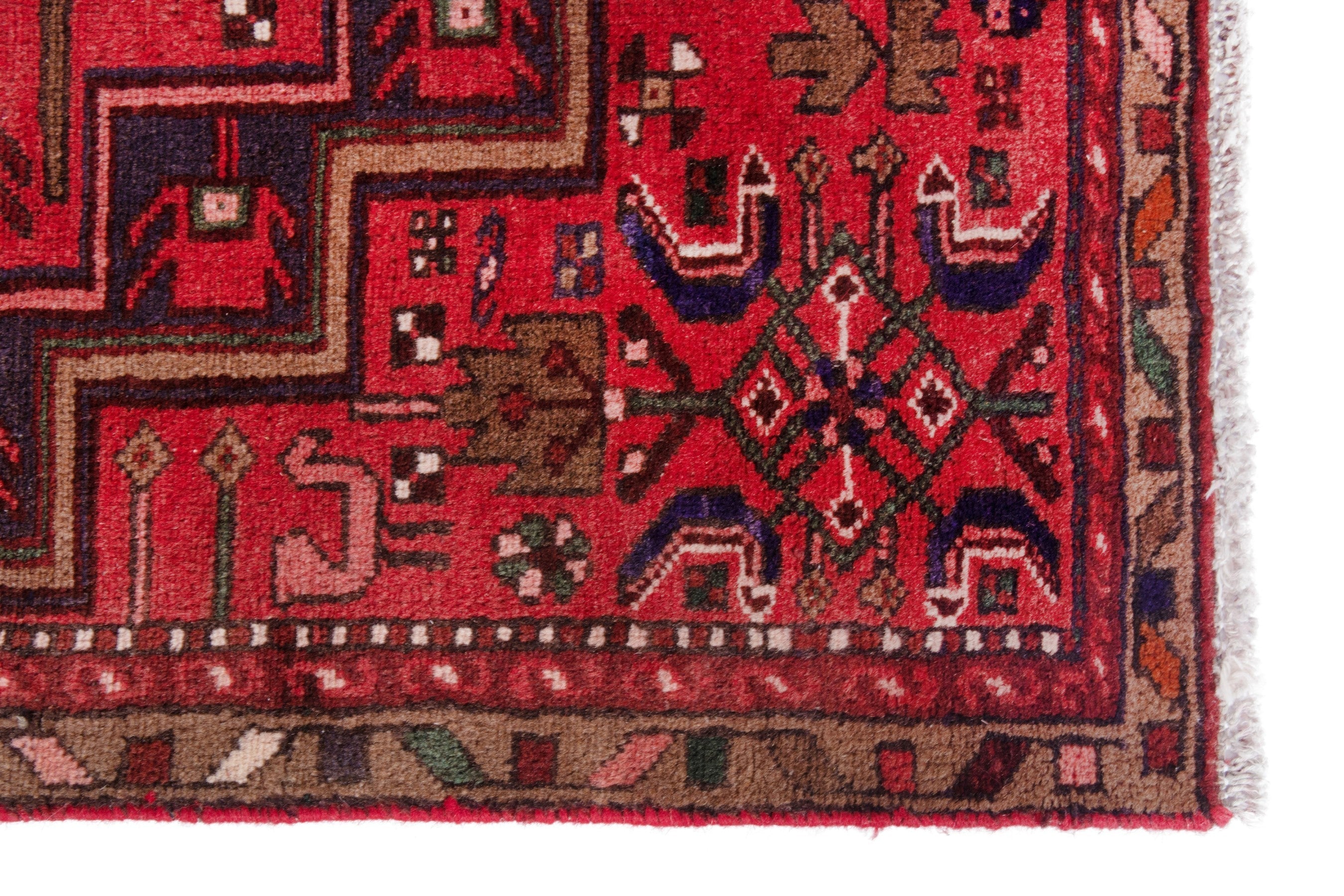 Persian Zanjan runner rug in deep red and burgundy, view 7 of 23