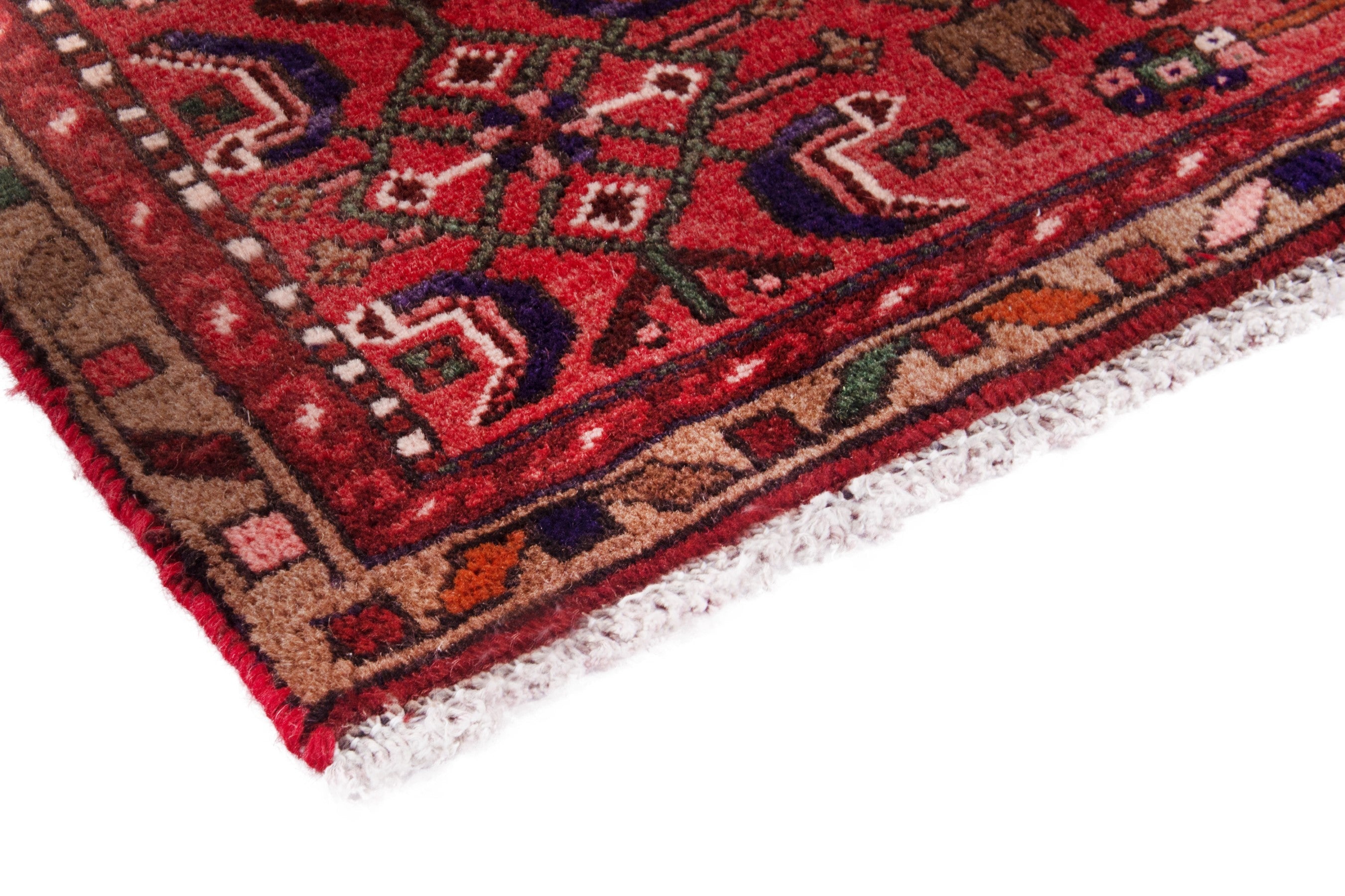 Persian Zanjan runner rug in deep red and burgundy, view 4 of 23