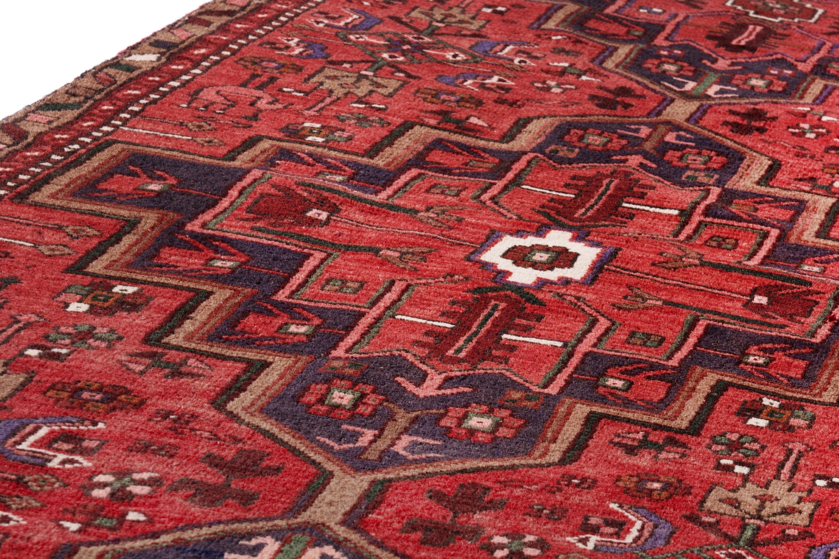 Persian Zanjan runner rug in deep red and burgundy, view 6 of 23