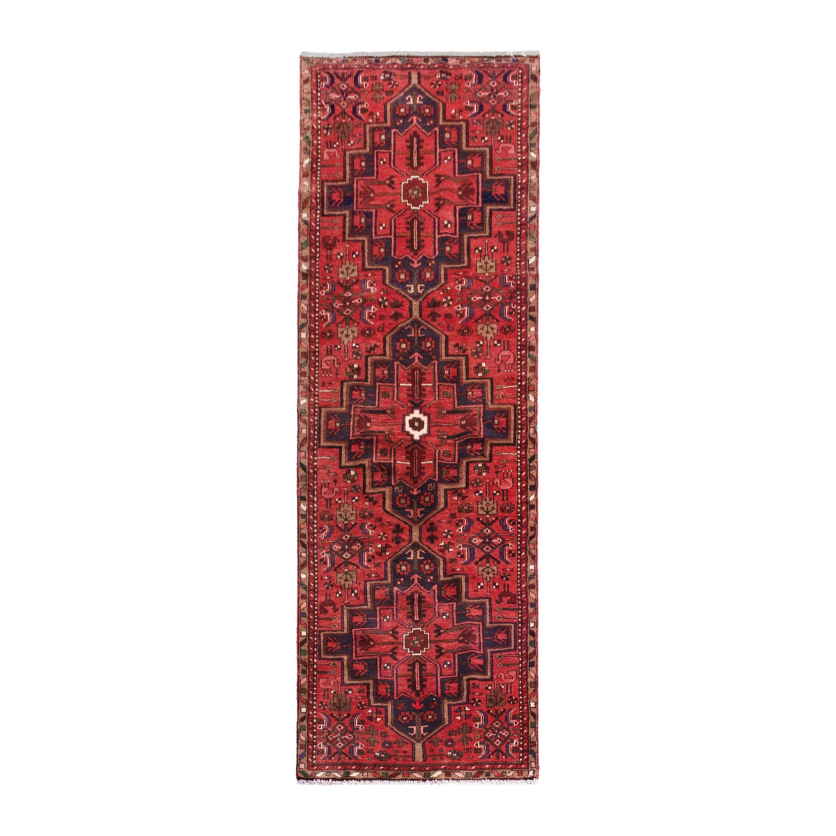 Persian Zanjan runner rug in deep red and burgundy, 2'11" x 9'3"
