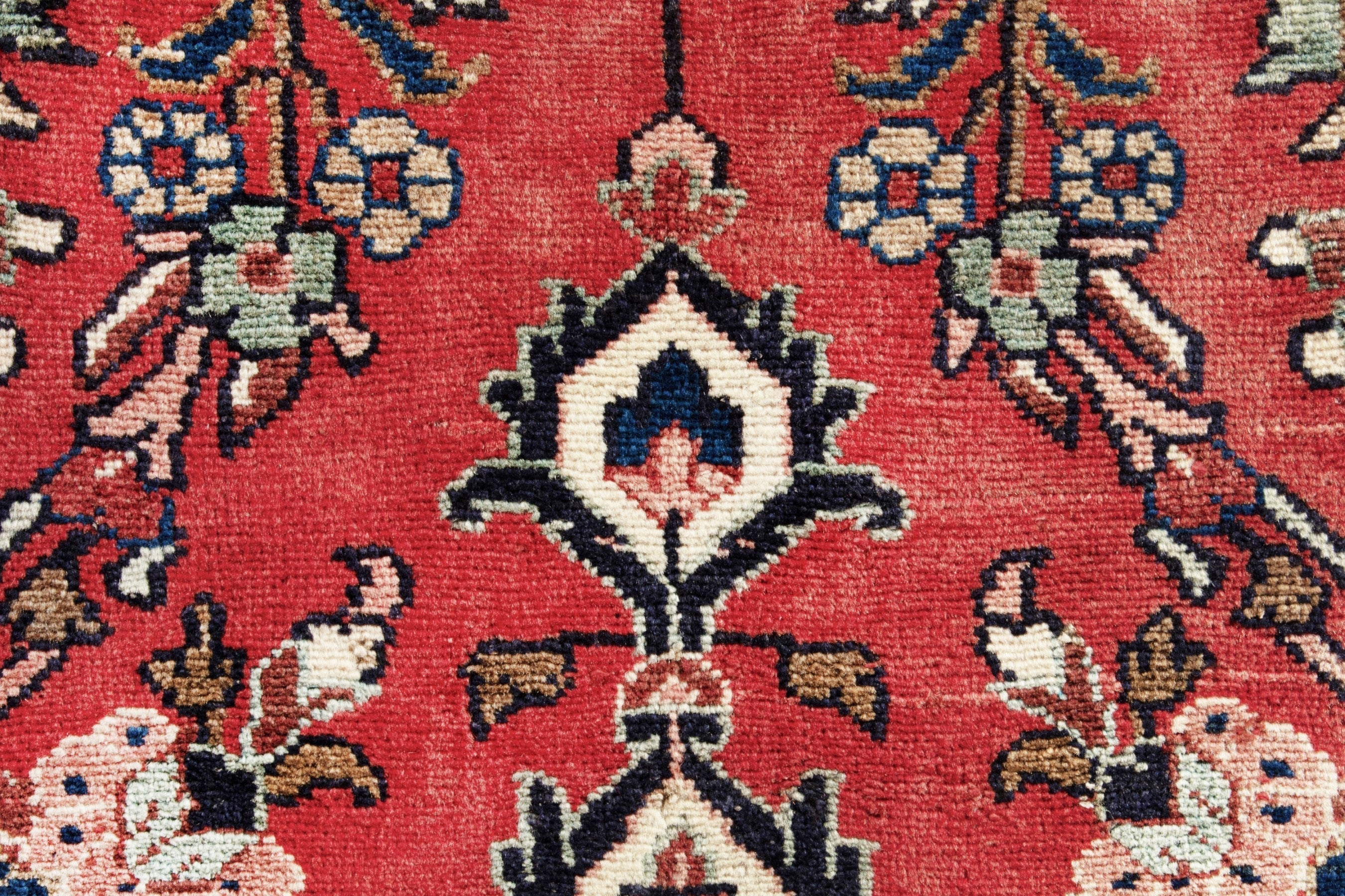 Persian Hamedan runner rug in deep red and cream, view 12 of 18