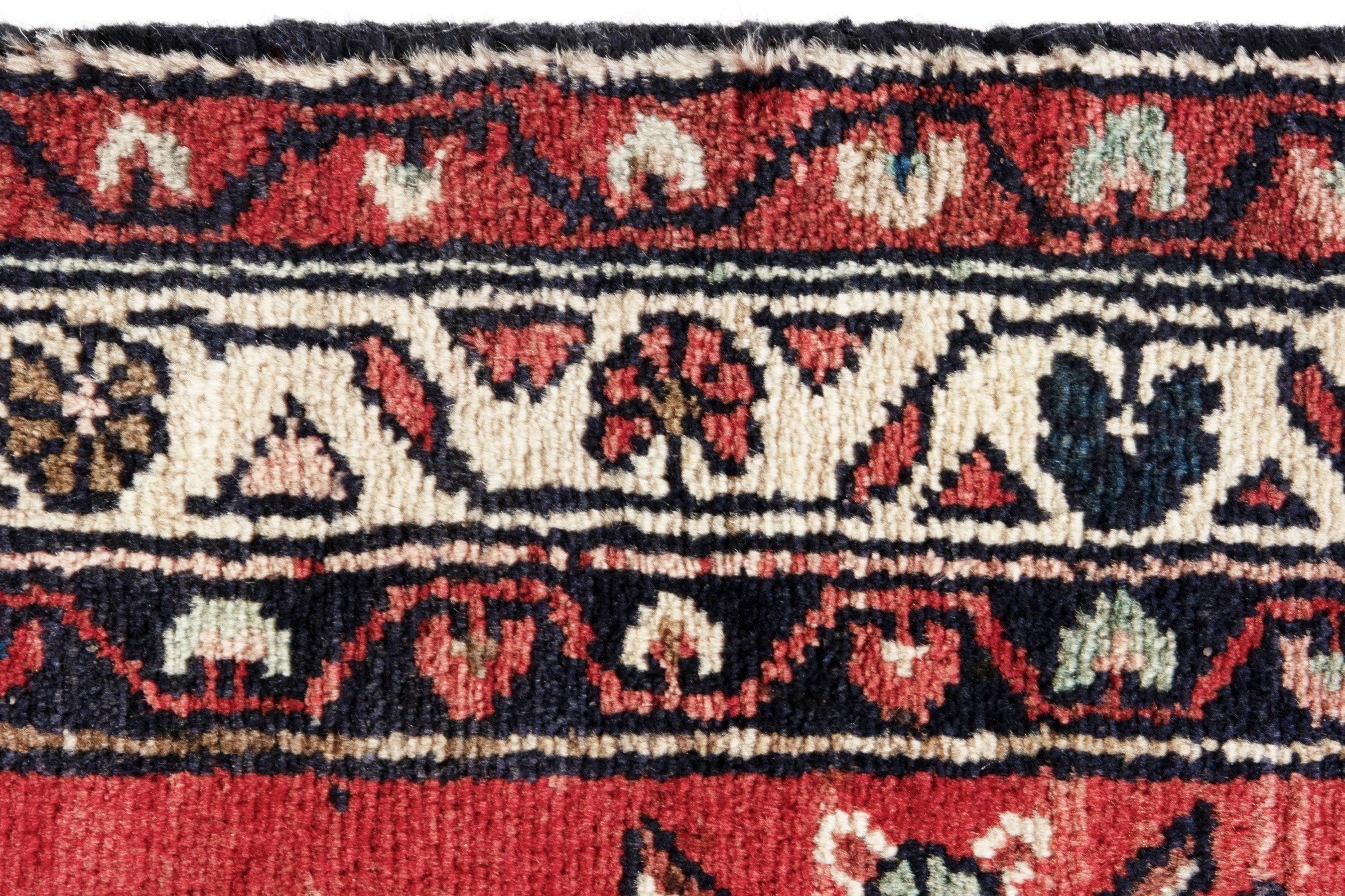 Persian Hamedan runner rug in deep red and cream, view 13 of 18