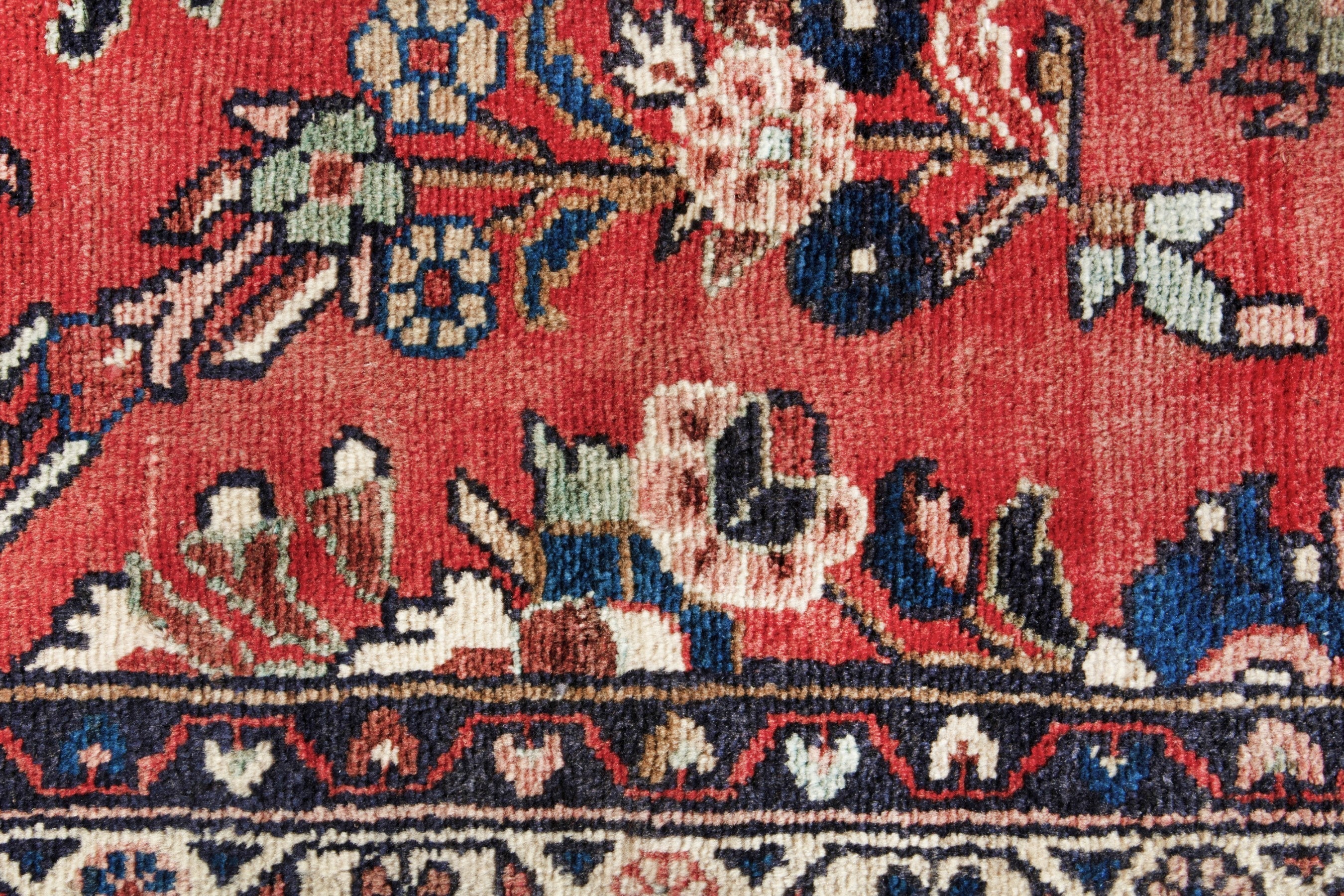 Persian Hamedan runner rug in deep red and cream, view 14 of 18