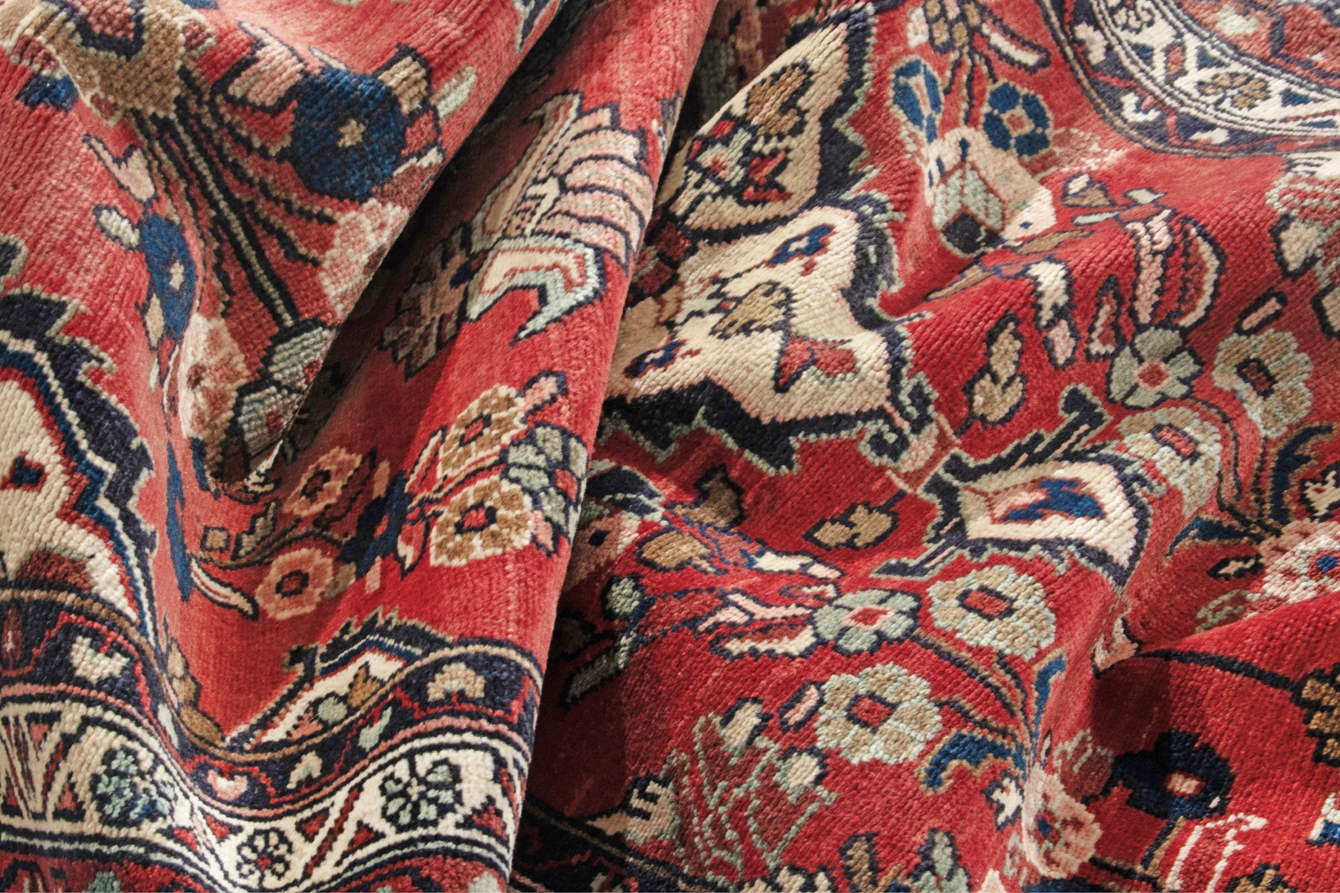 Persian Hamedan runner rug in deep red and cream, view 17 of 18