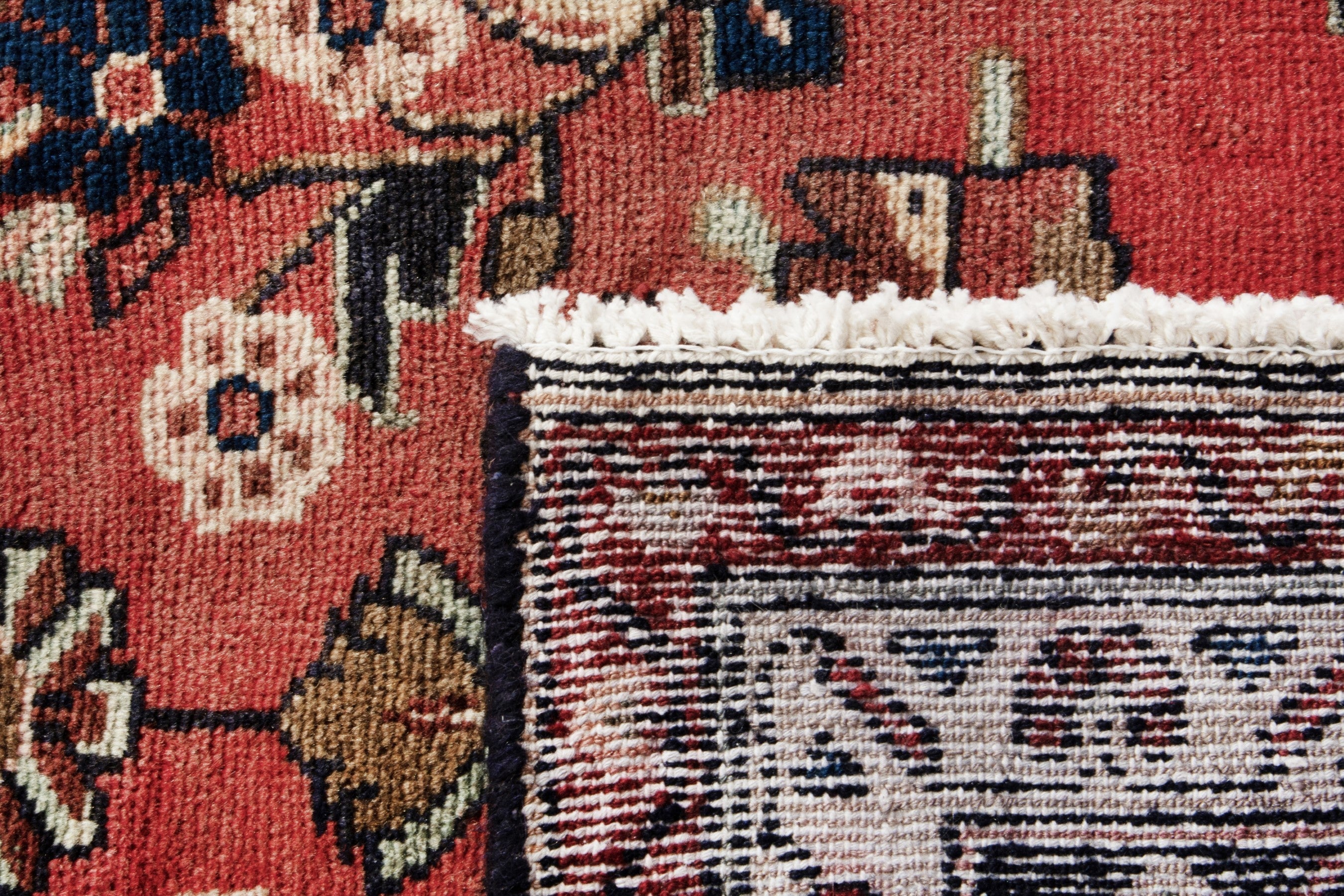 Persian Hamedan runner rug in deep red and cream, view 18 of 18