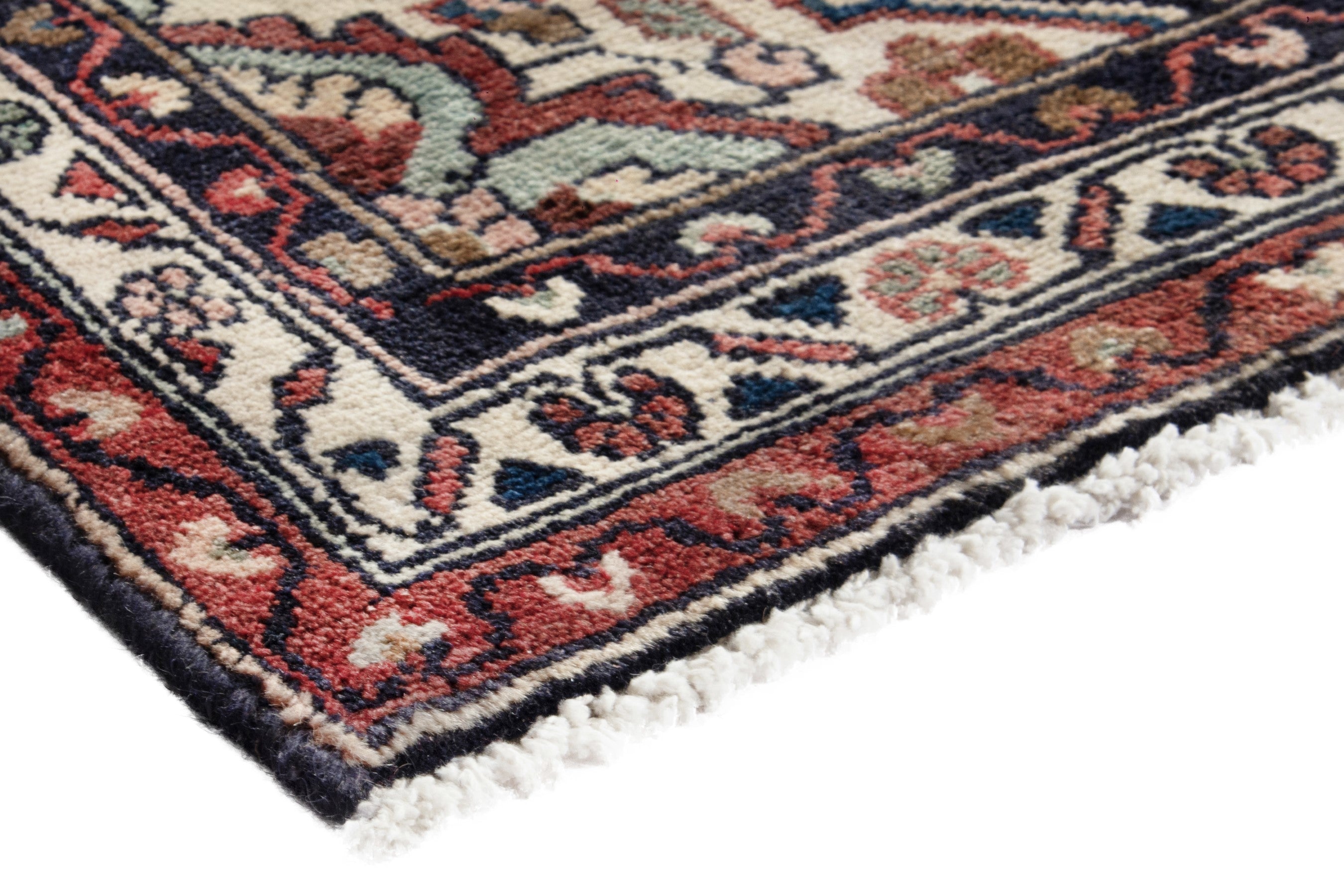 Persian Hamedan runner rug in deep red and cream, view 4 of 18