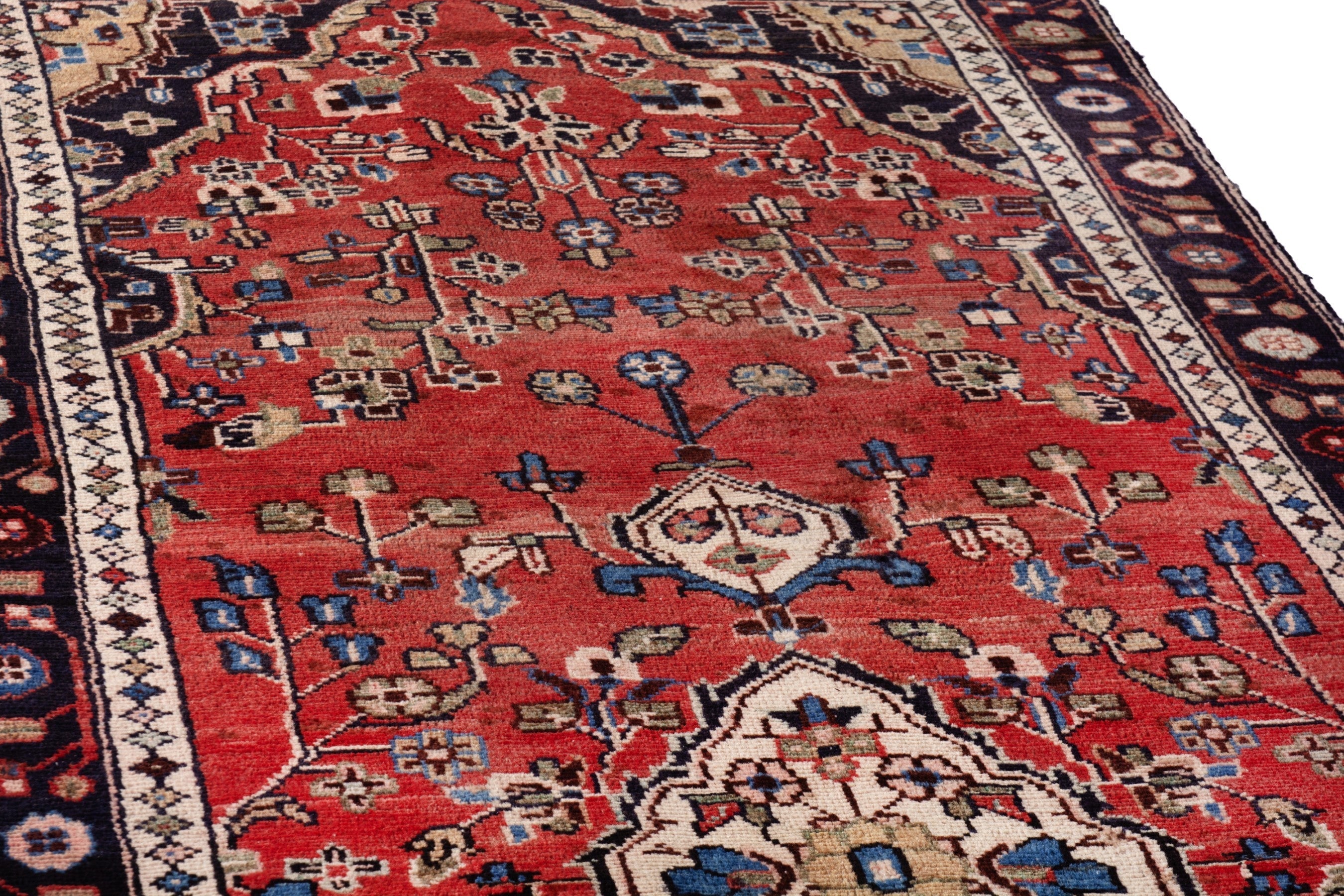 Persian Hamedan runner rug in deep red and burgundy, view 9 of 19