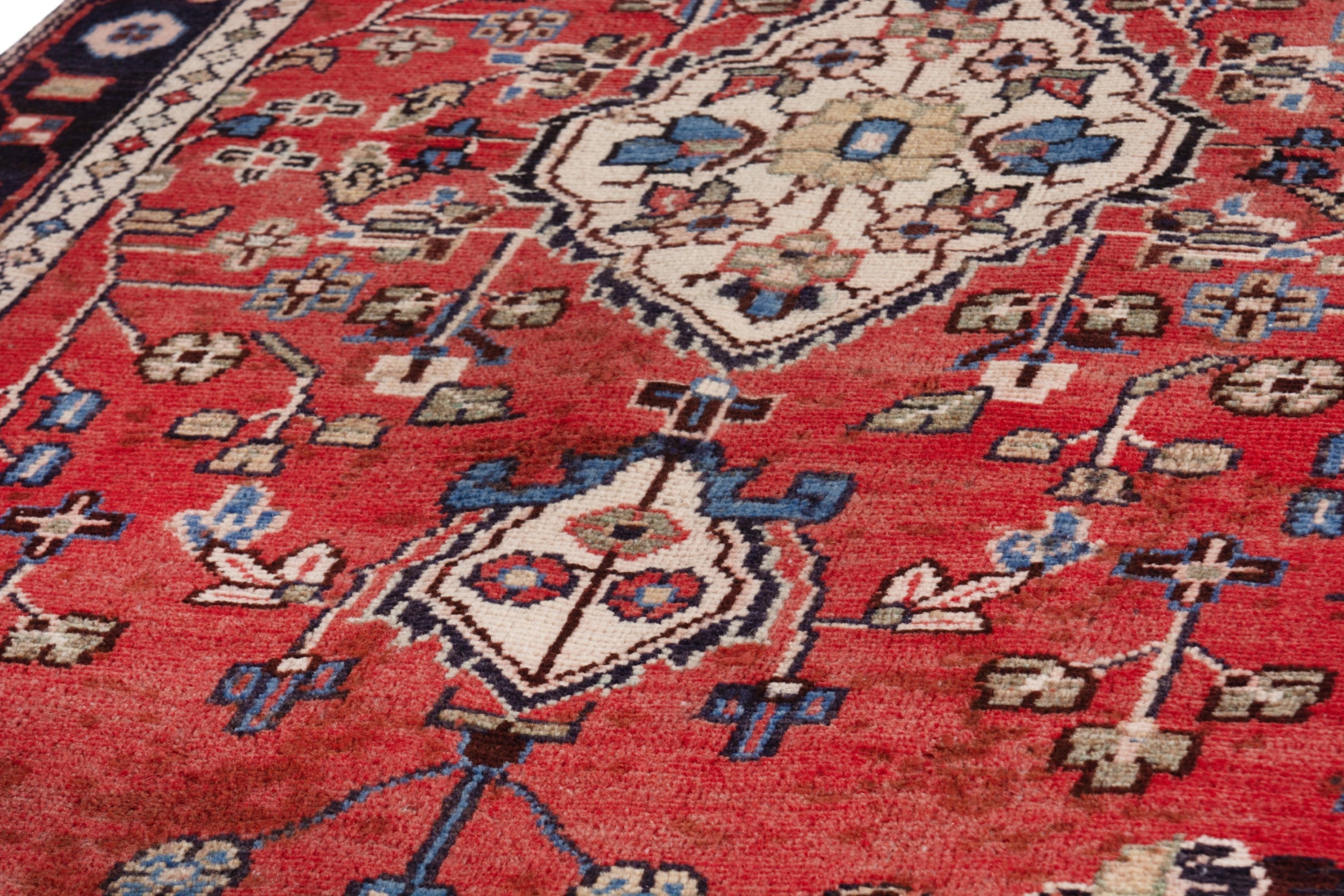 Persian Hamedan runner rug in deep red and burgundy, view 10 of 19