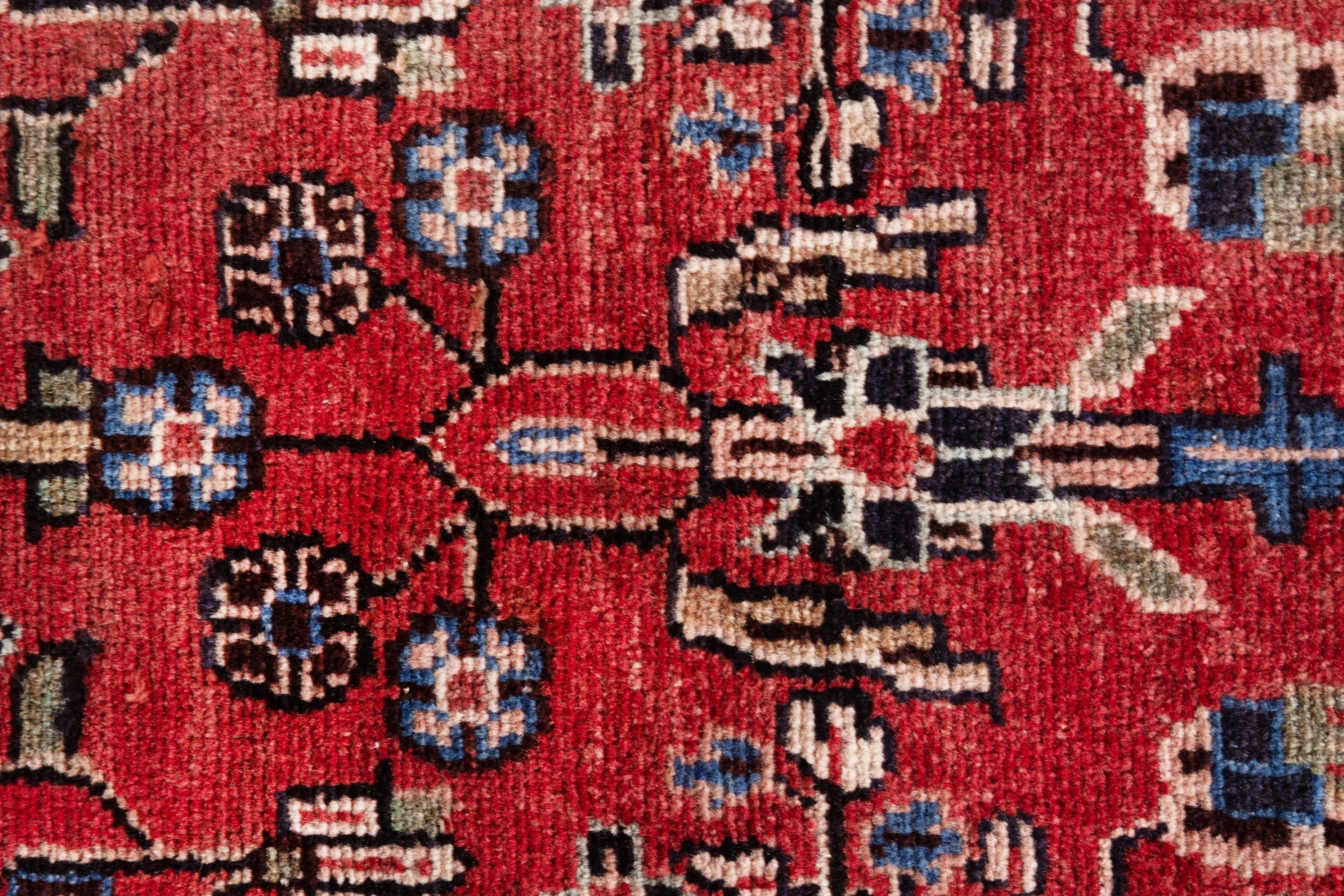 Persian Hamedan runner rug in deep red and burgundy, view 11 of 19