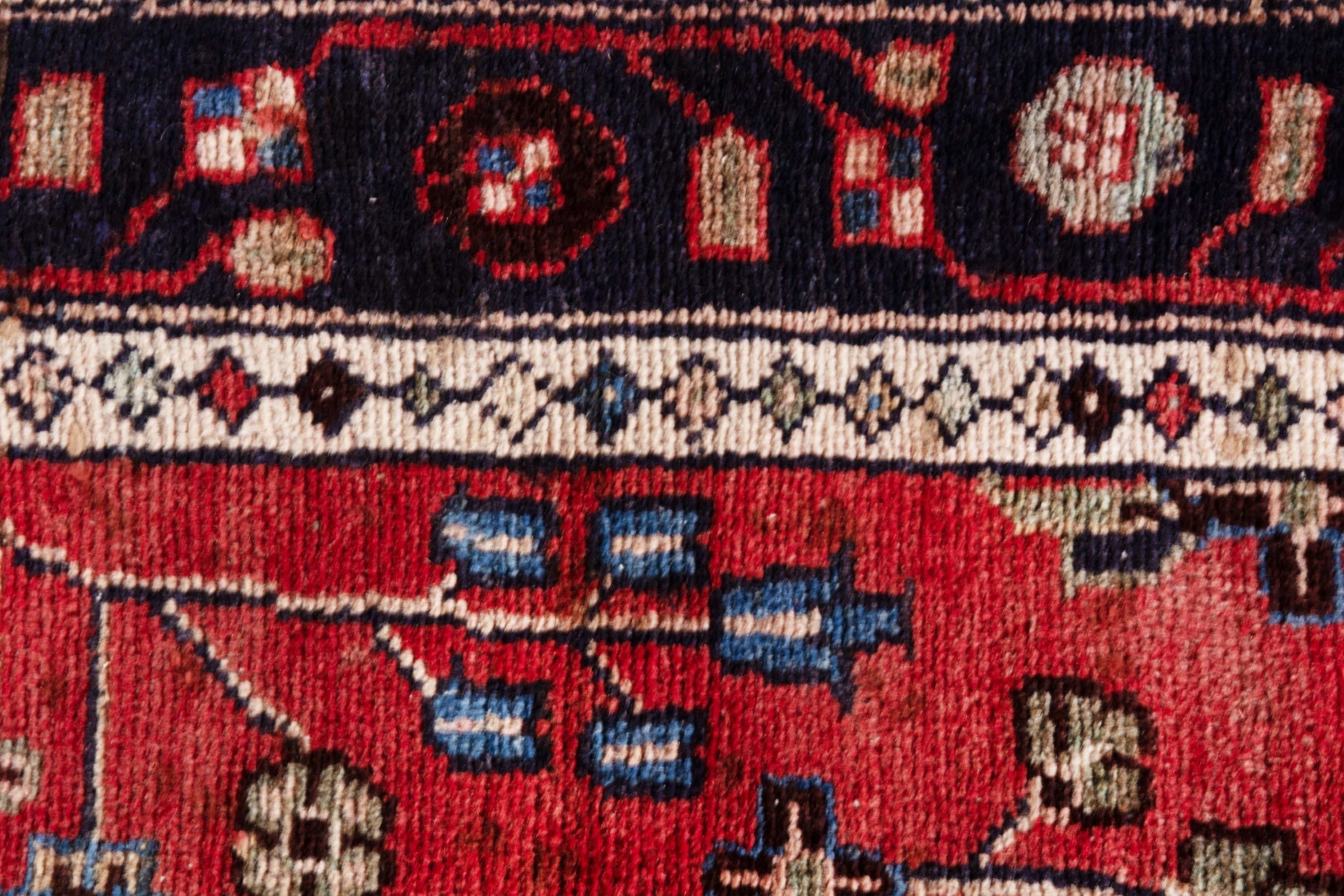 Persian Hamedan runner rug in deep red and burgundy, view 12 of 19