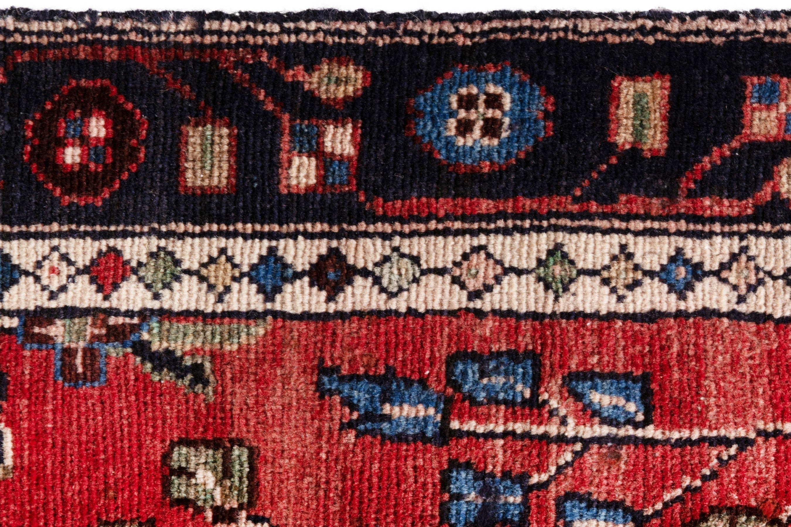 Persian Hamedan runner rug in deep red and burgundy, view 15 of 19