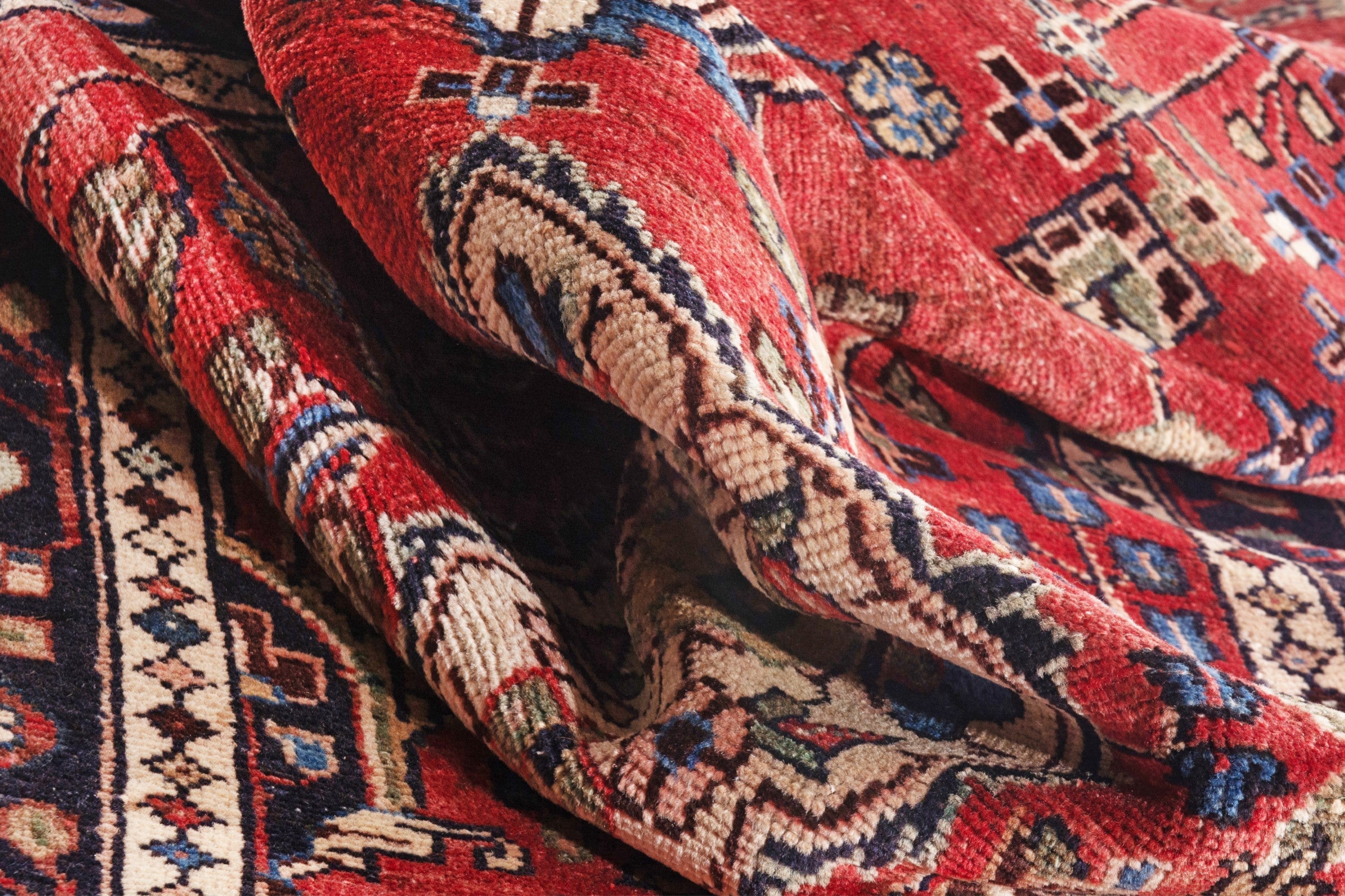 Persian Hamedan runner rug in deep red and burgundy, view 17 of 19