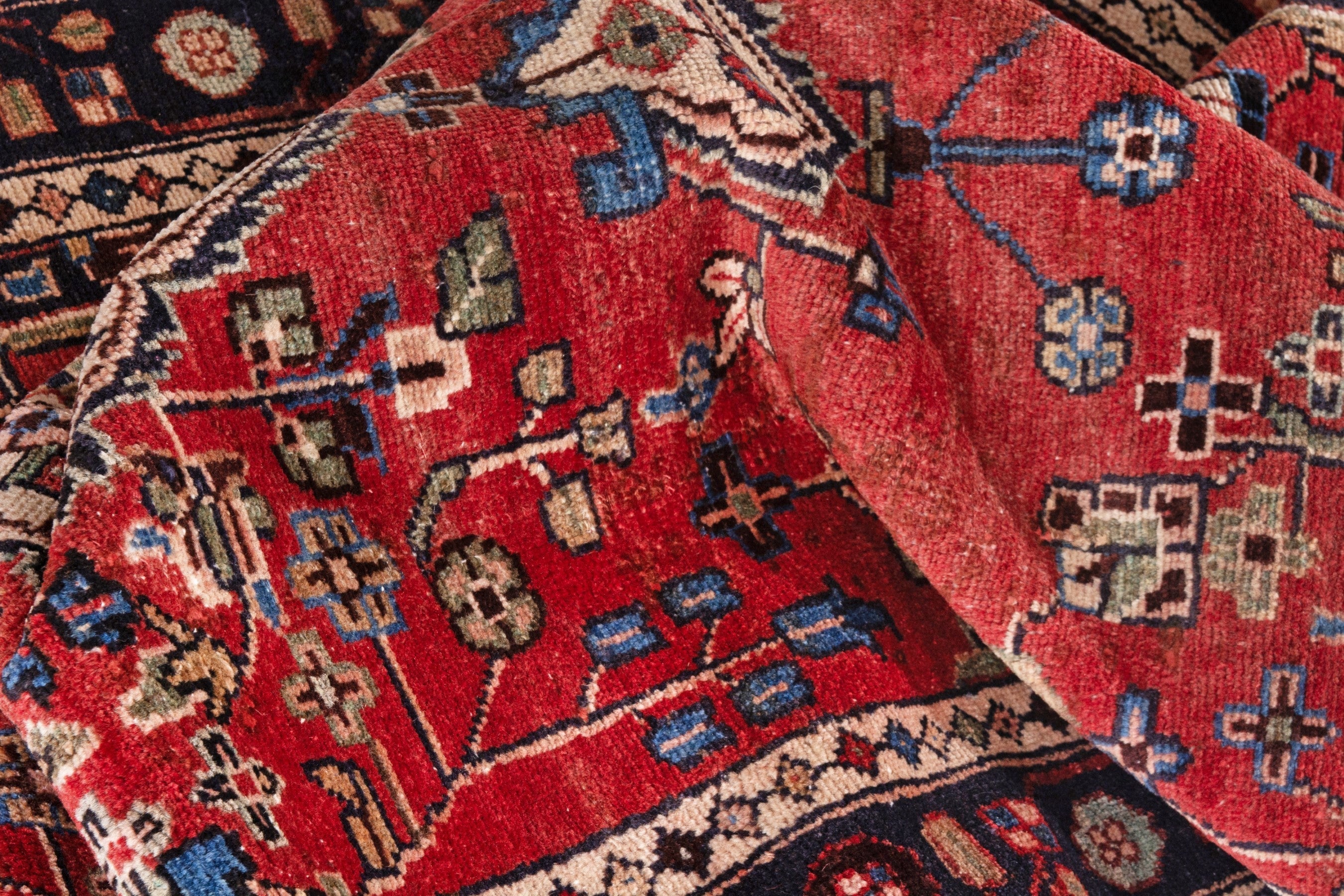 Persian Hamedan runner rug in deep red and burgundy, view 18 of 19