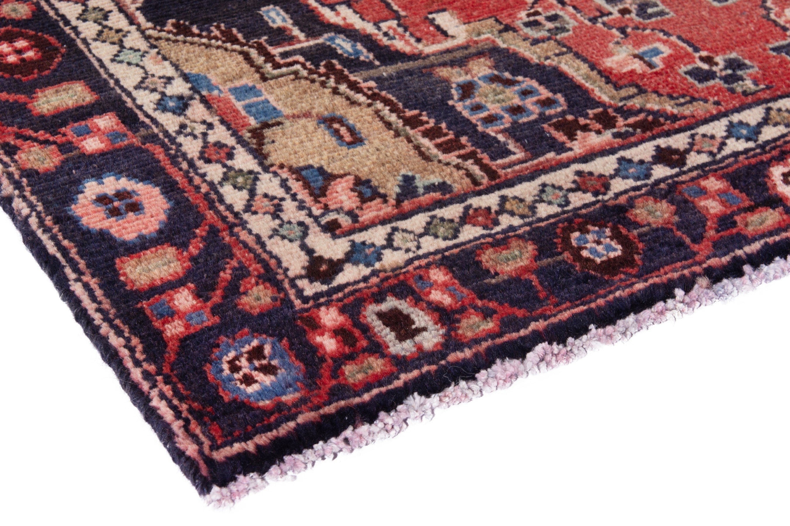 Persian Hamedan runner rug in deep red and burgundy, view 4 of 19