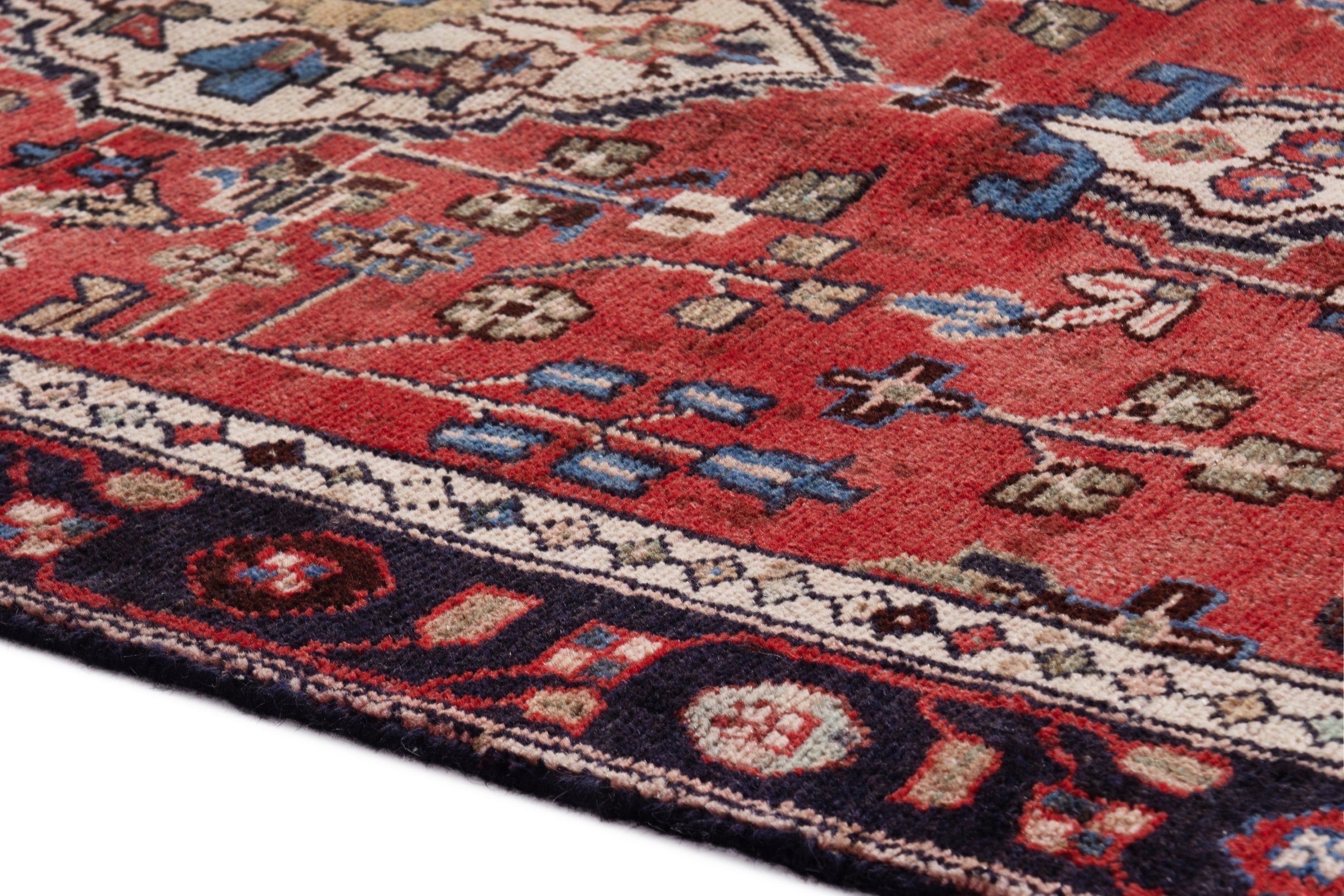 Persian Hamedan runner rug in deep red and burgundy, view 5 of 19