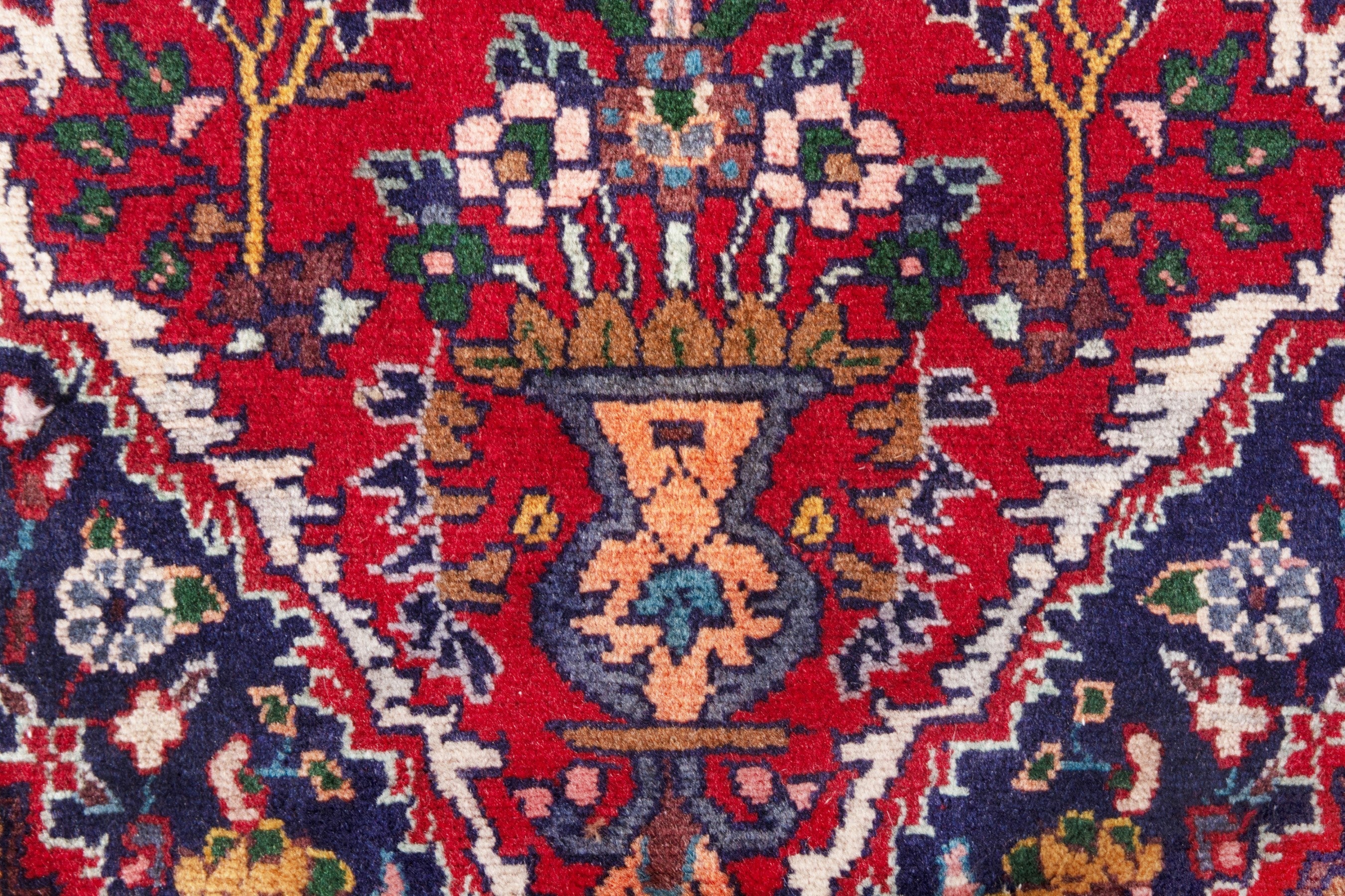 Persian Hamedan runner rug in deep red and cream, view 11 of 19