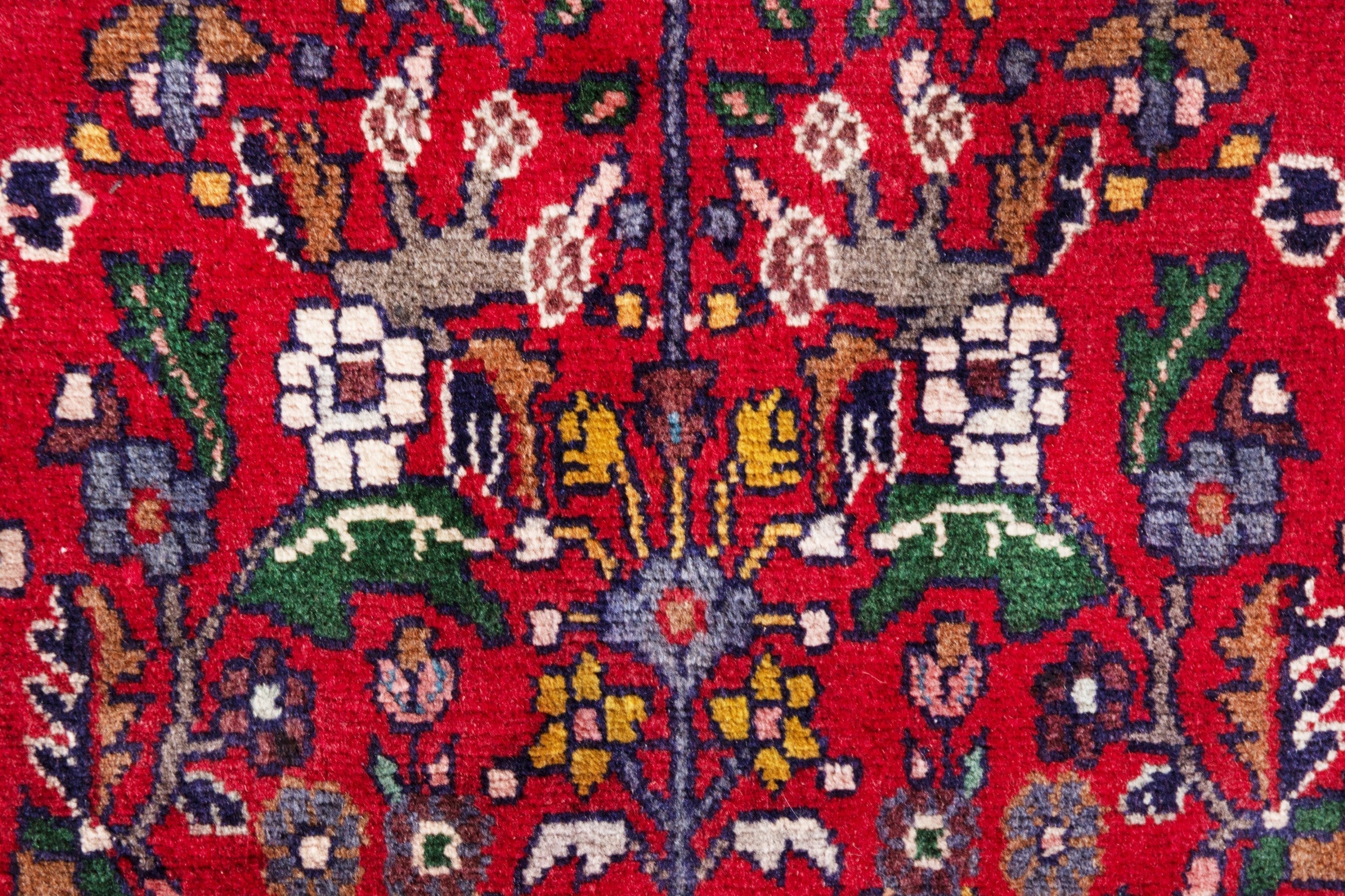 Persian Hamedan runner rug in deep red and cream, view 12 of 19
