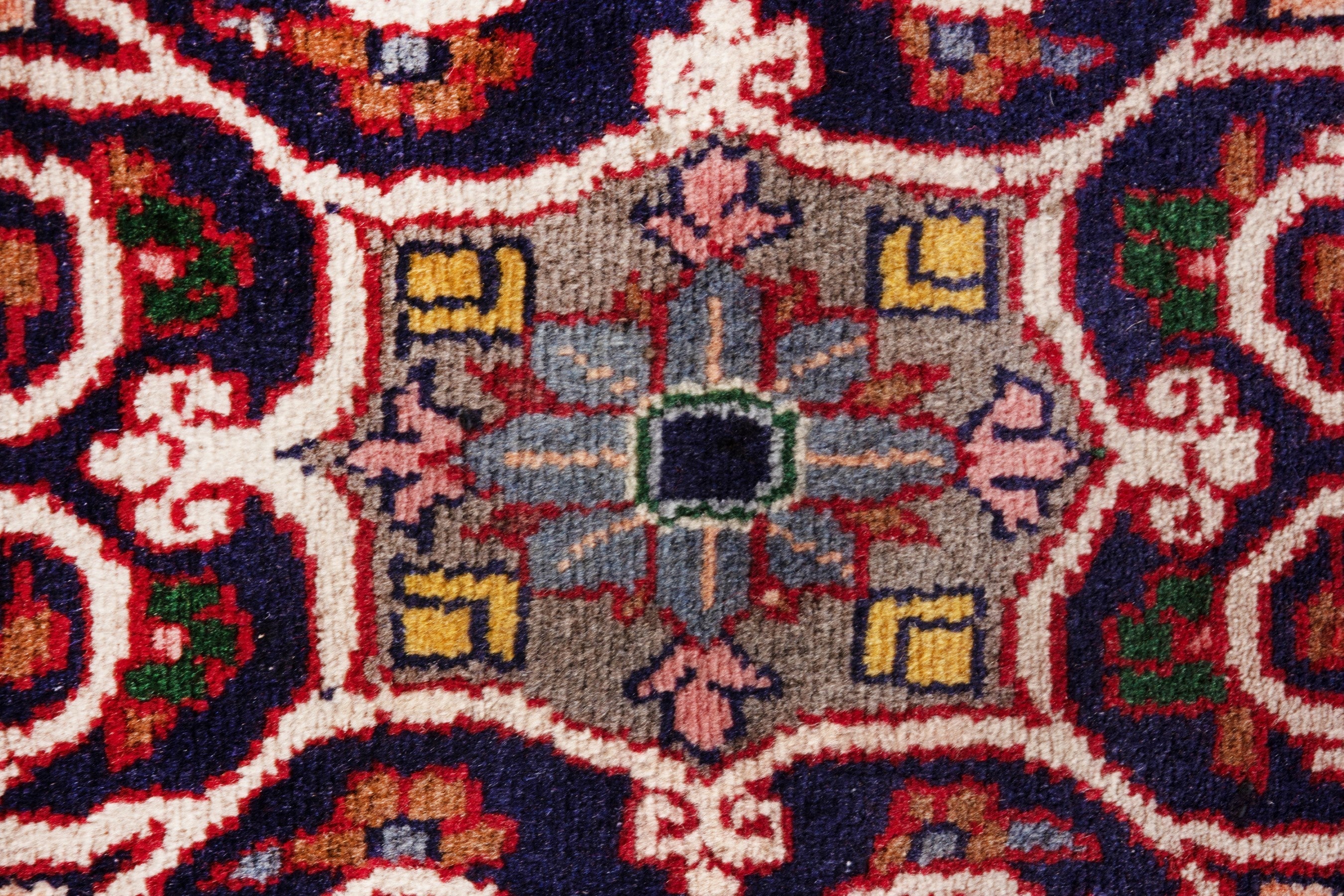Persian Hamedan runner rug in deep red and cream, view 13 of 19