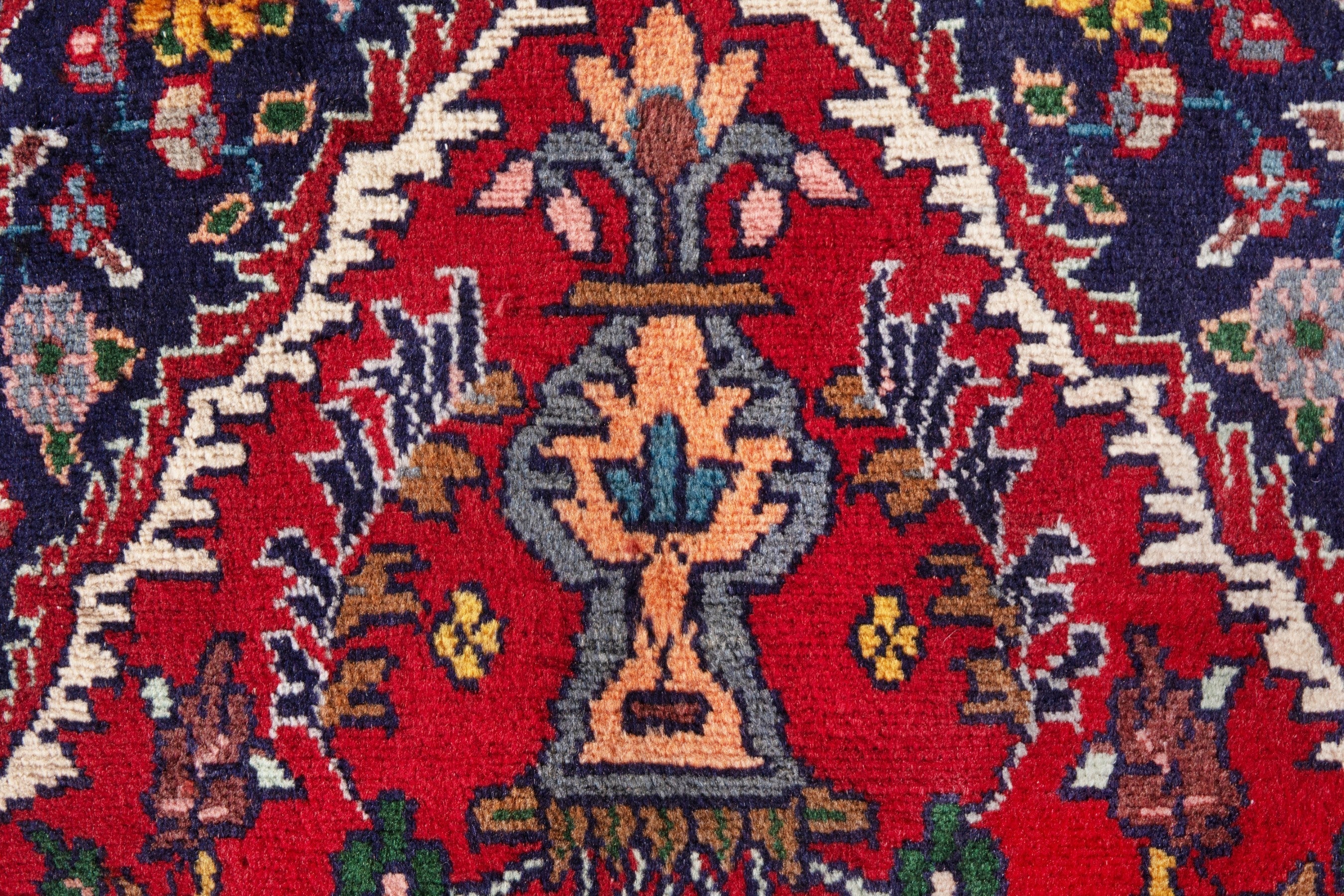 Persian Hamedan runner rug in deep red and cream, view 14 of 19