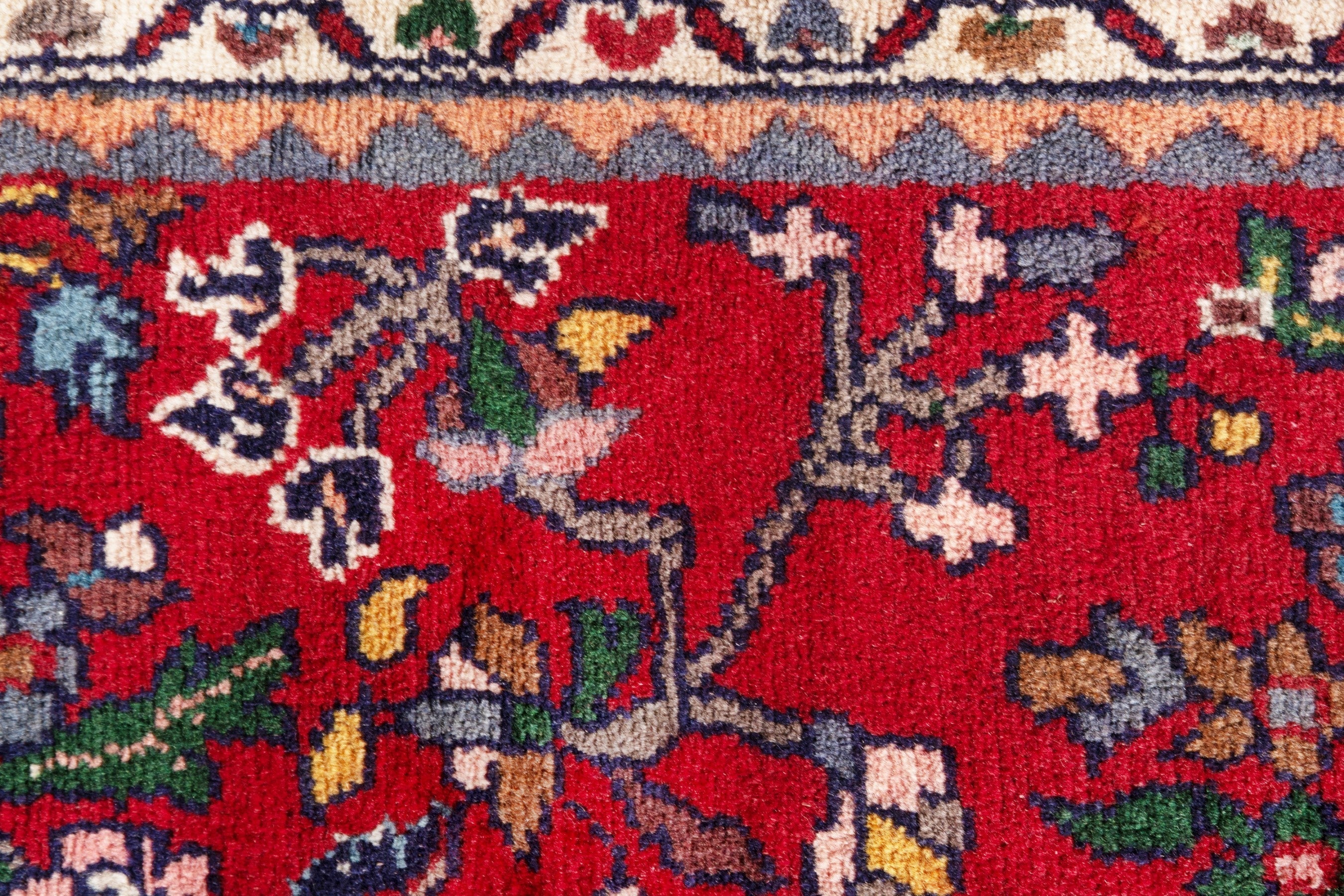 Persian Hamedan runner rug in deep red and cream, view 15 of 19