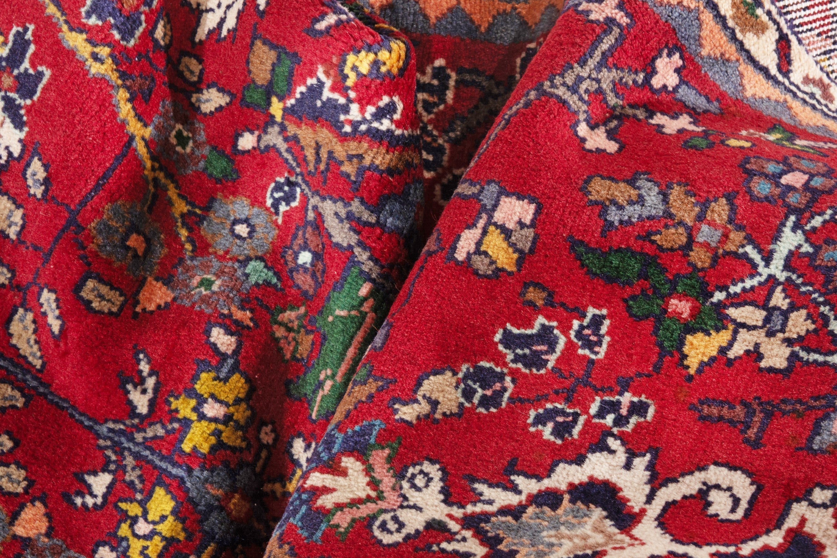 Persian Hamedan runner rug in deep red and cream, view 16 of 19