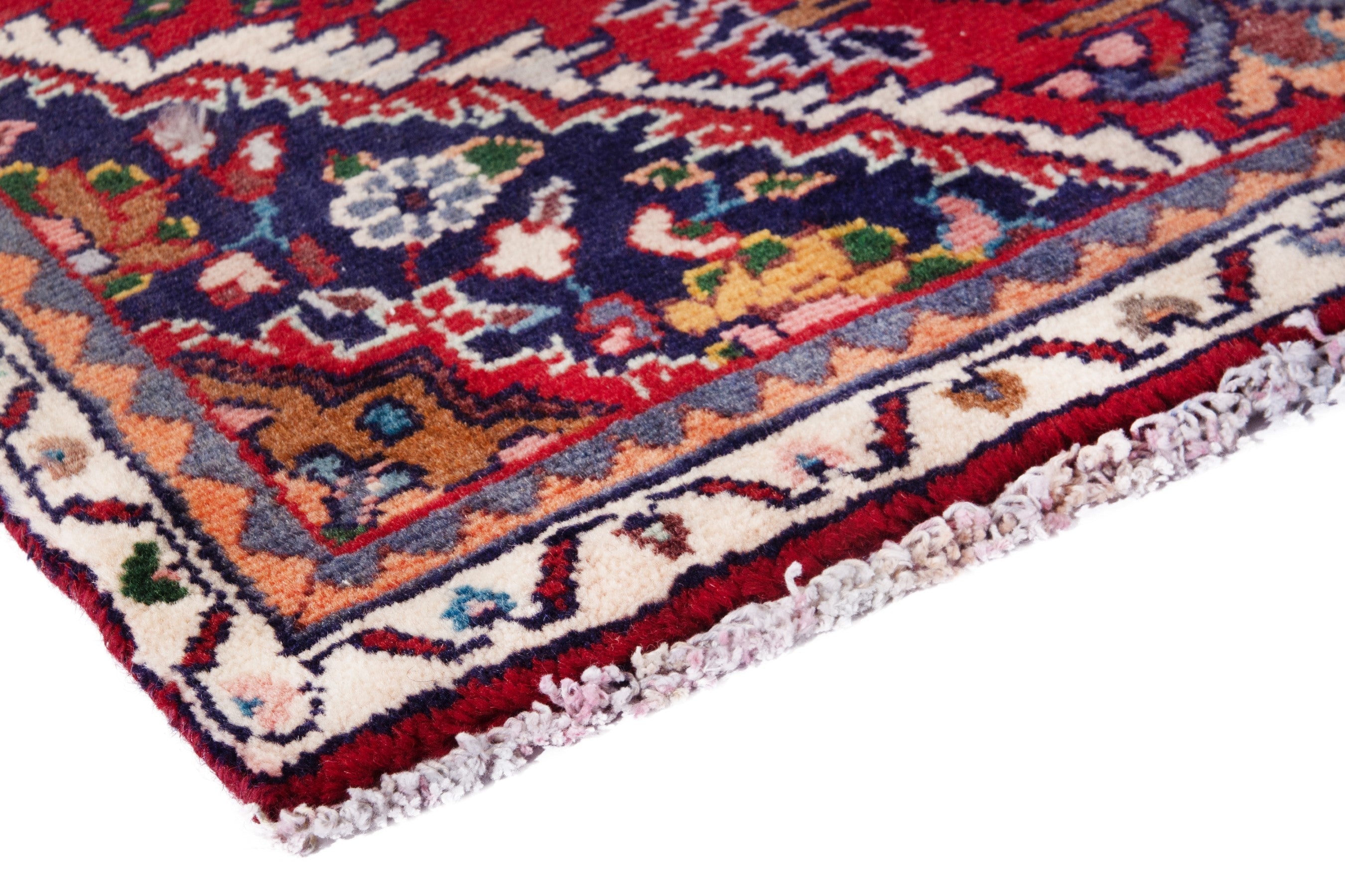 Persian Hamedan runner rug in deep red and cream, view 4 of 19