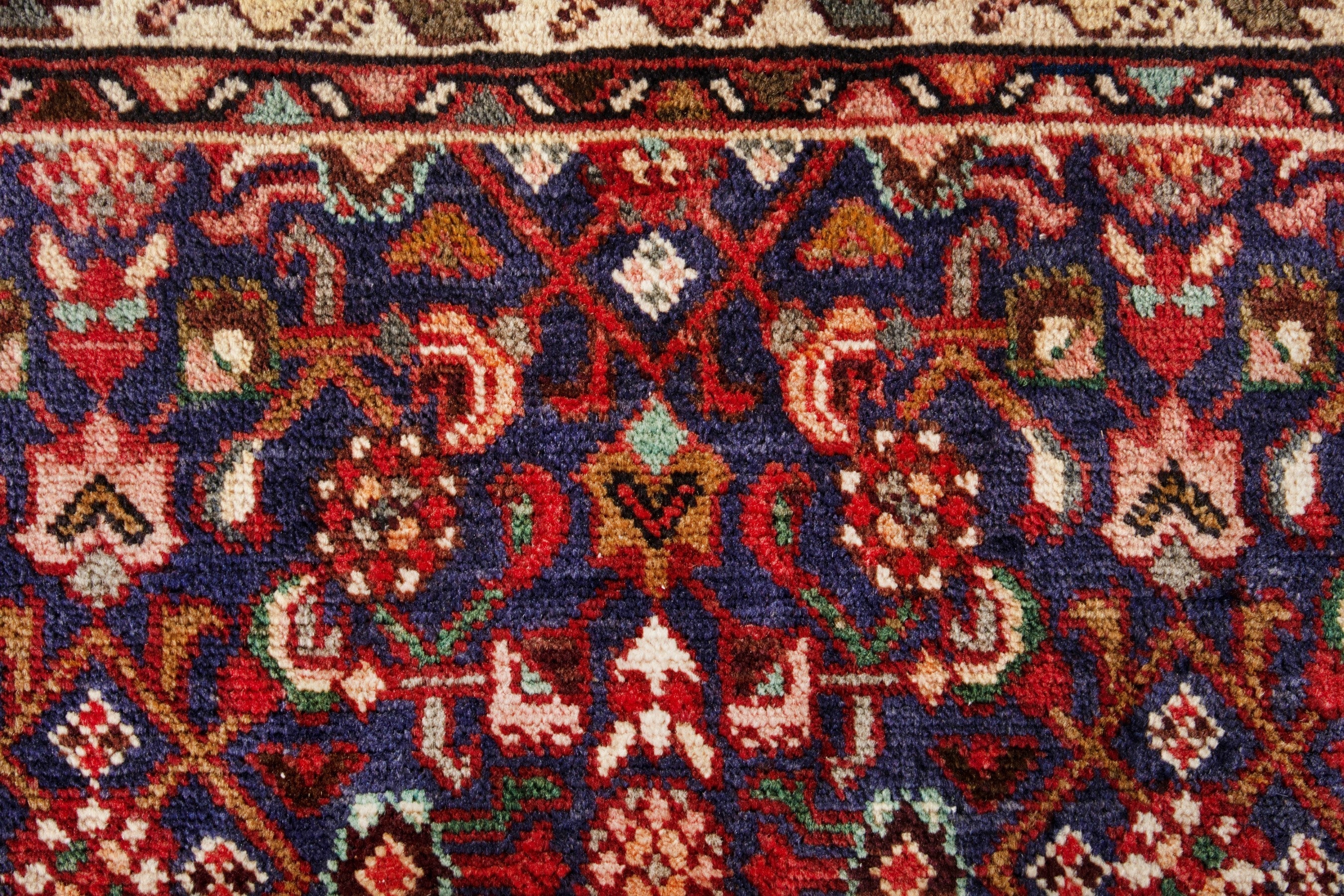 Persian Arak runner rug in burgundy and antique gold, view 13 of 18