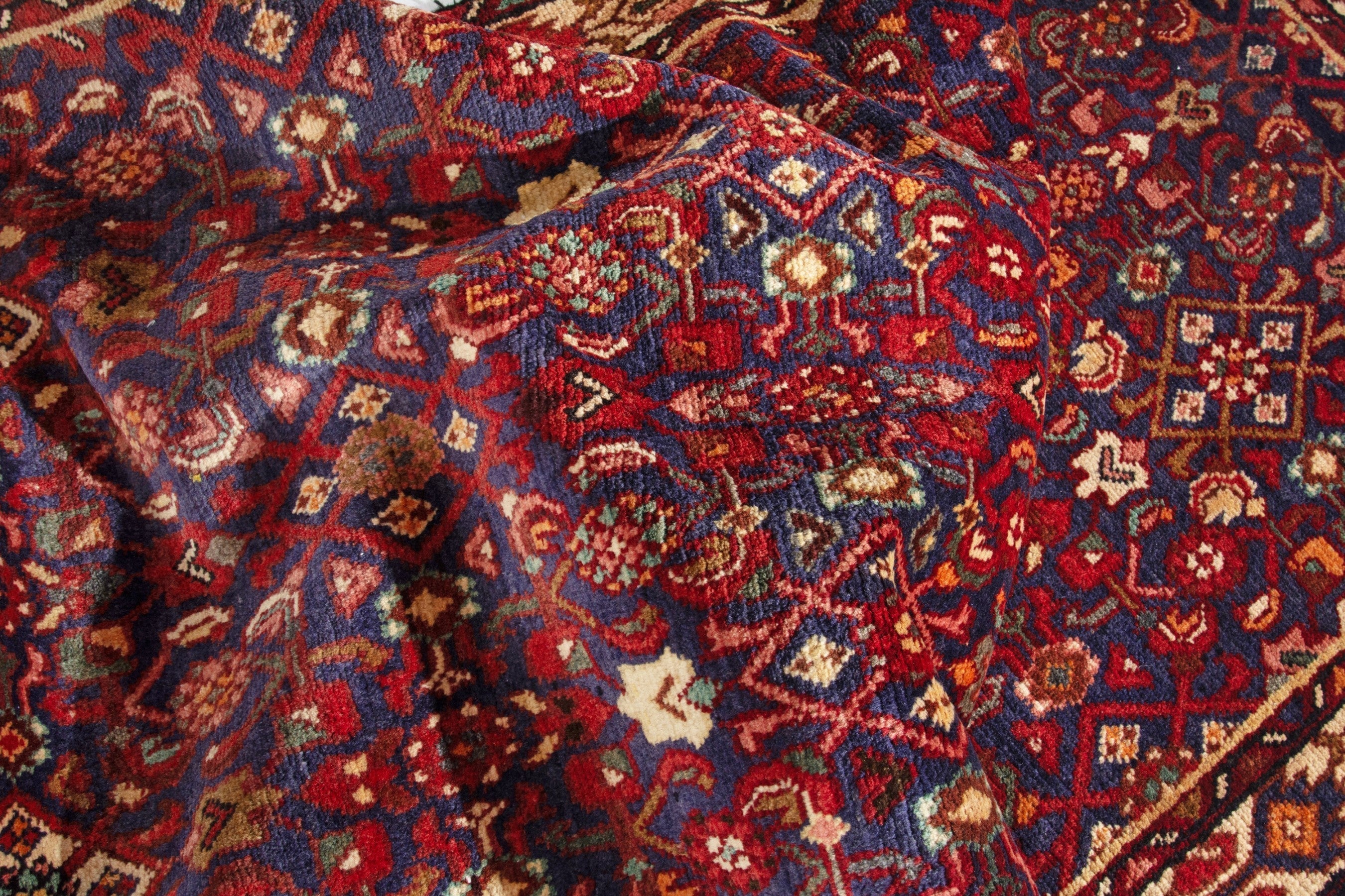 Persian Arak runner rug in burgundy and antique gold, view 15 of 18