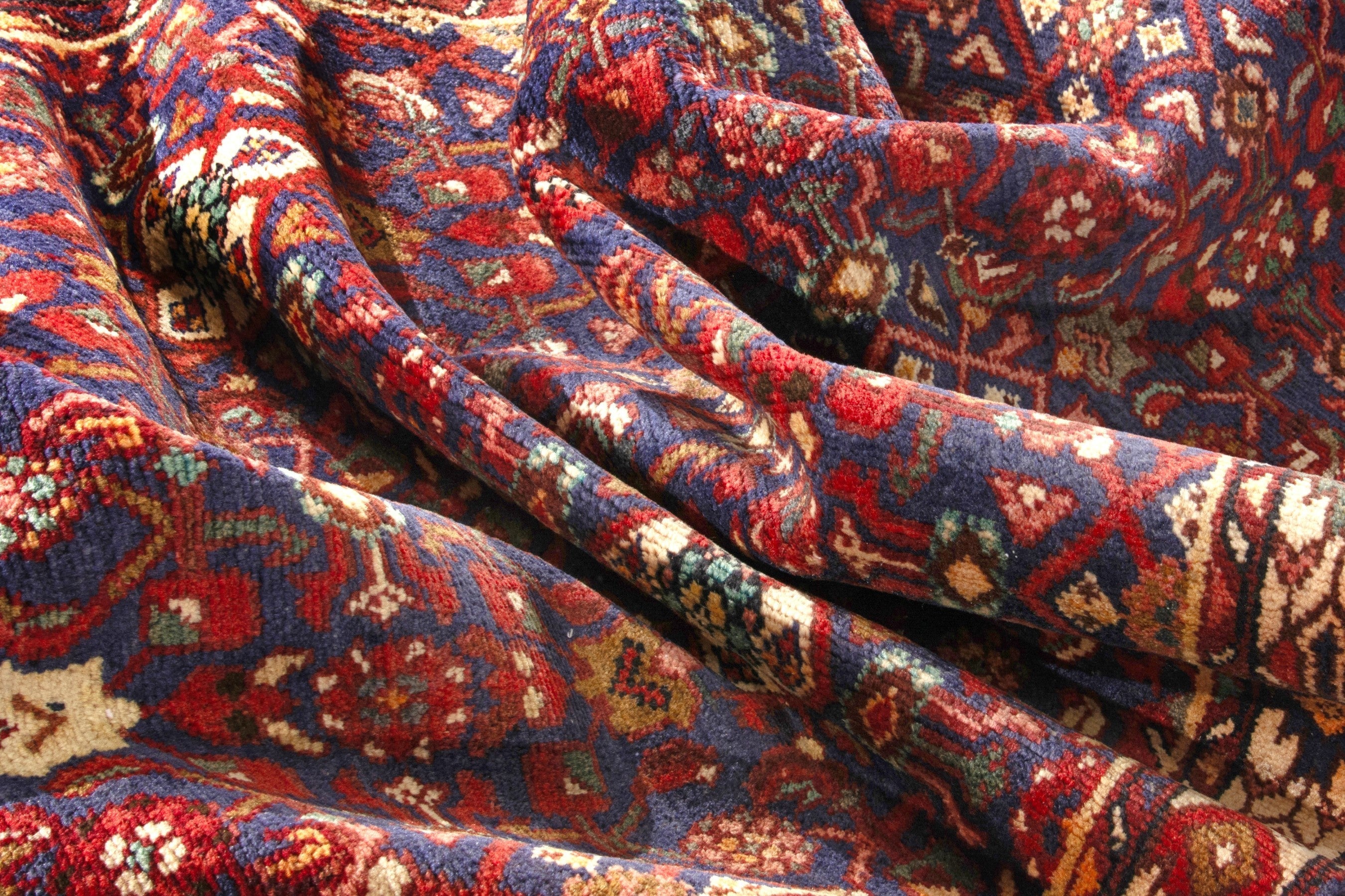 Persian Arak runner rug in burgundy and antique gold, view 16 of 18