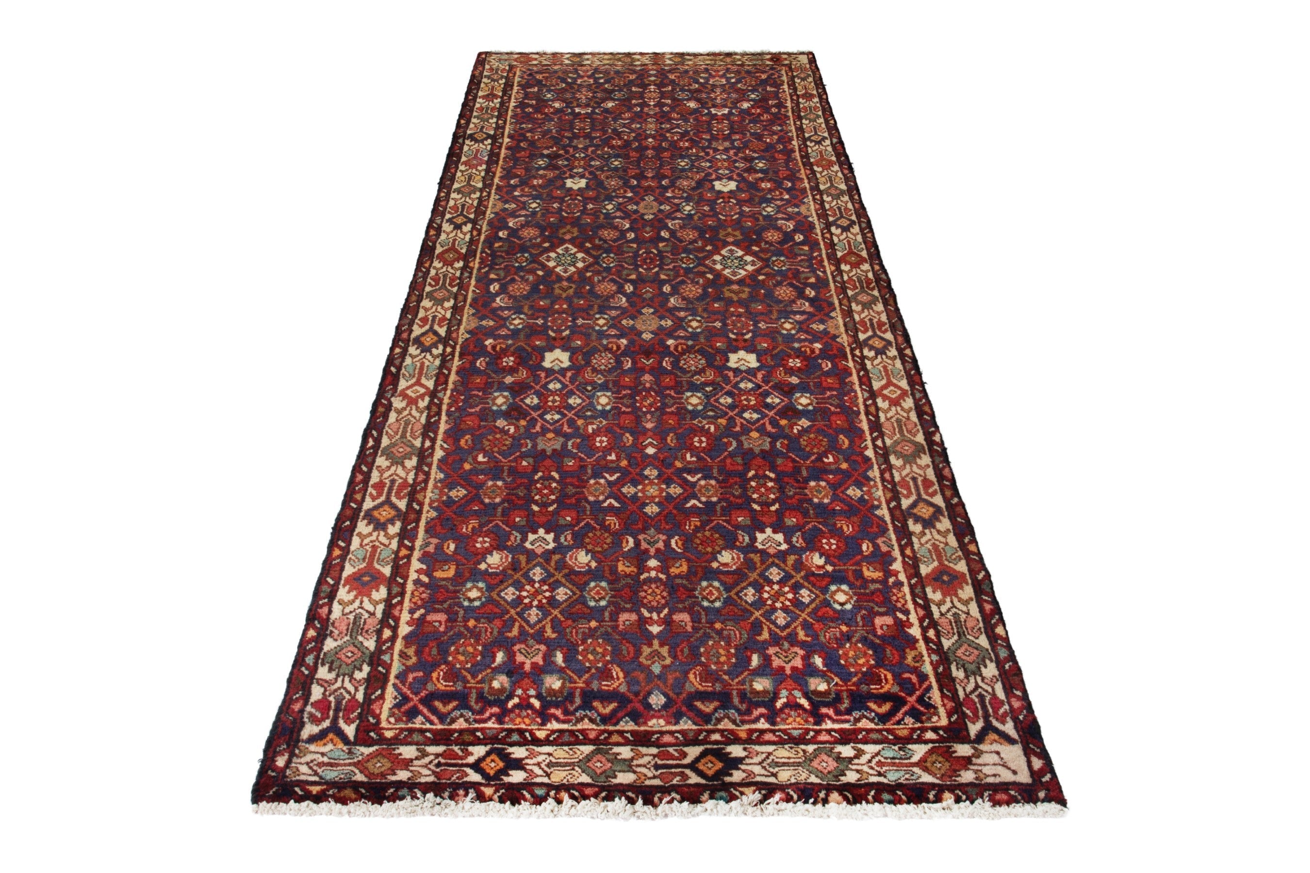 Persian Arak runner rug in burgundy and antique gold, view 3 of 18