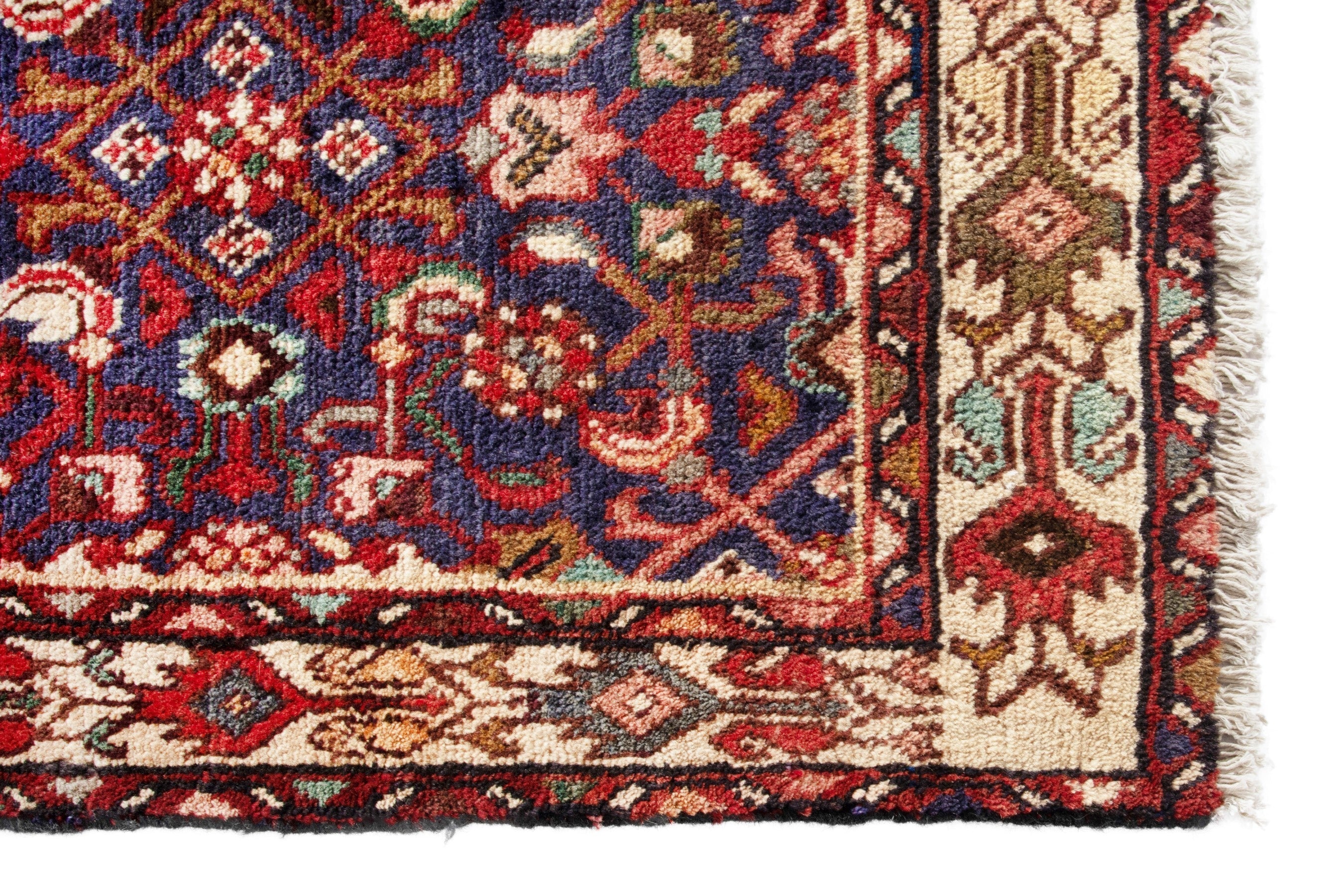 Persian Arak runner rug in burgundy and antique gold, view 7 of 18