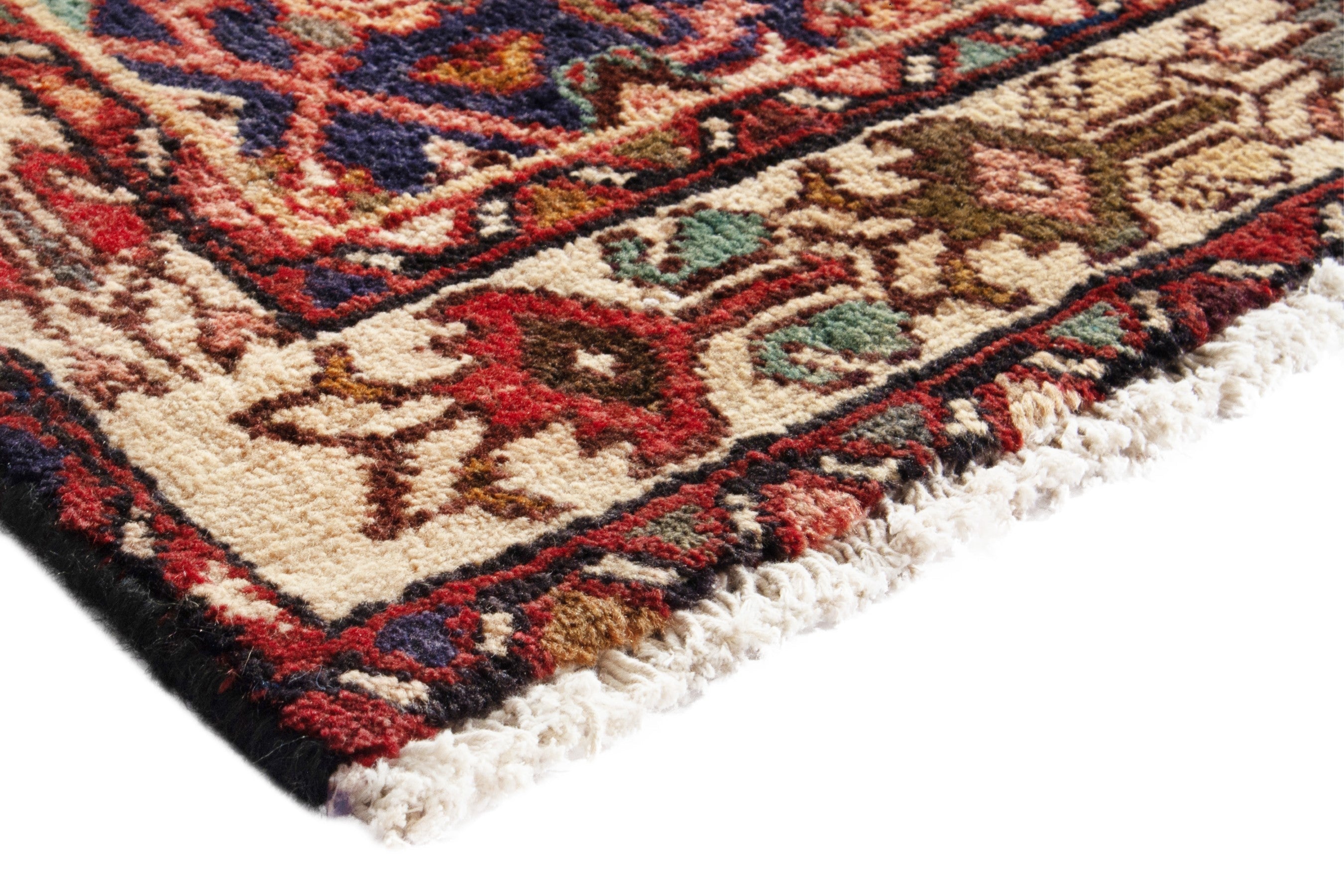 Persian Arak runner rug in burgundy and antique gold, view 4 of 18