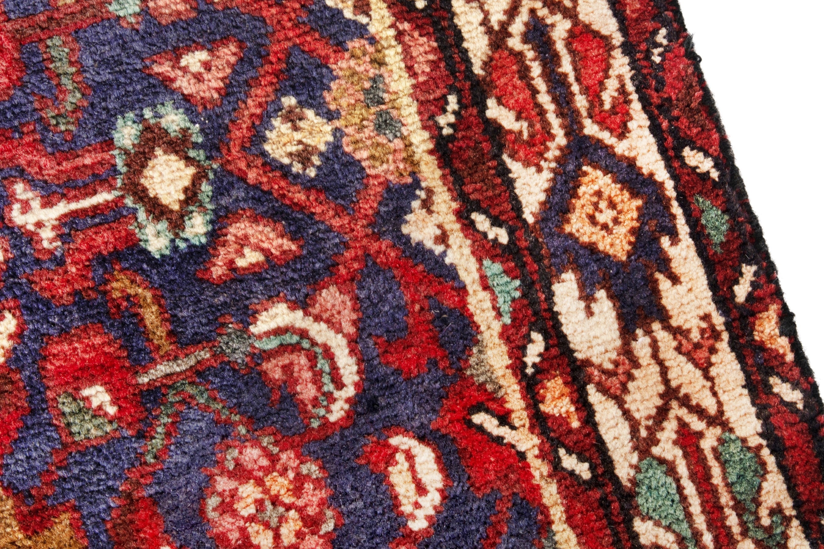 Persian Arak runner rug in burgundy and antique gold, view 8 of 18