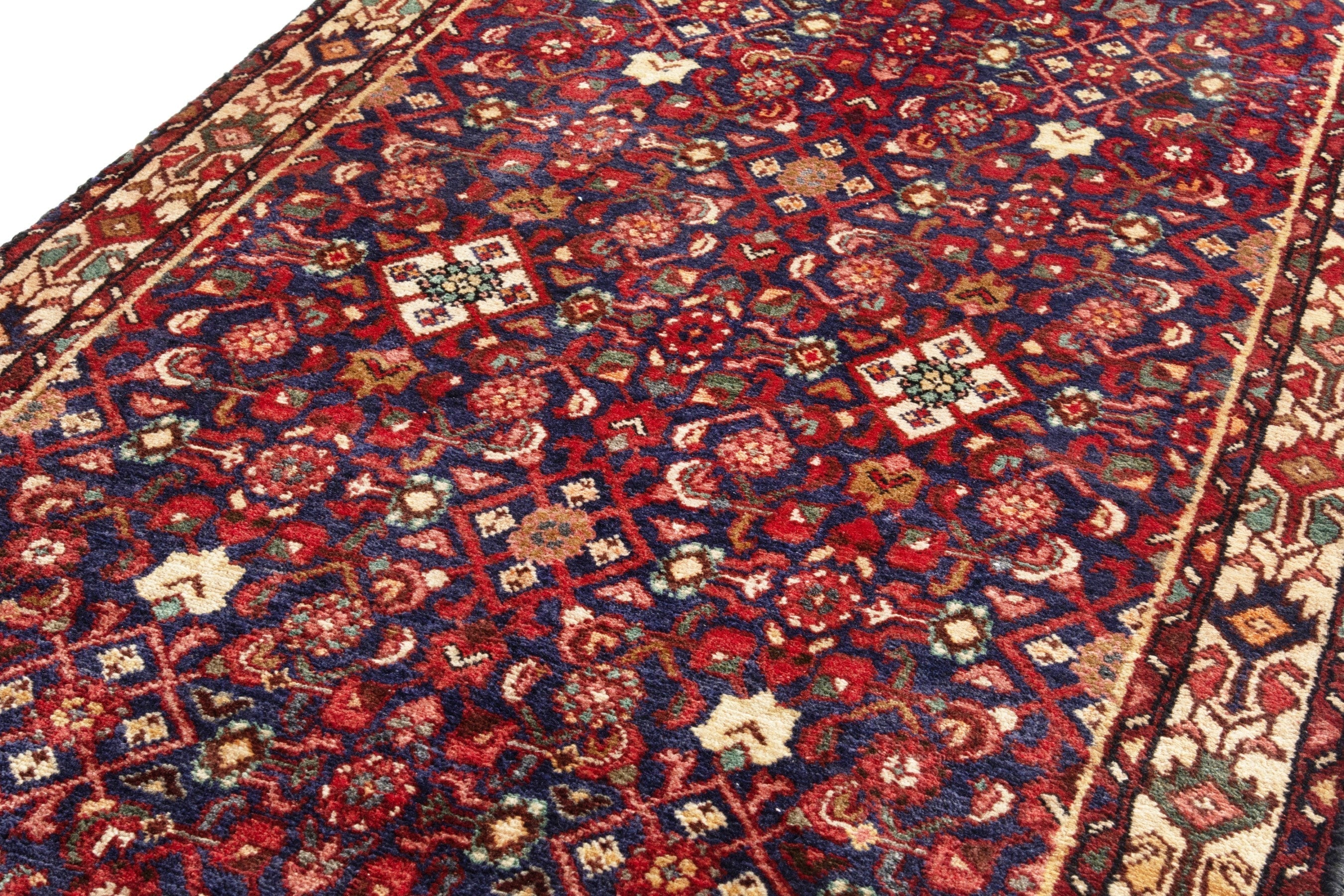 Persian Arak runner rug in burgundy and antique gold, view 9 of 18