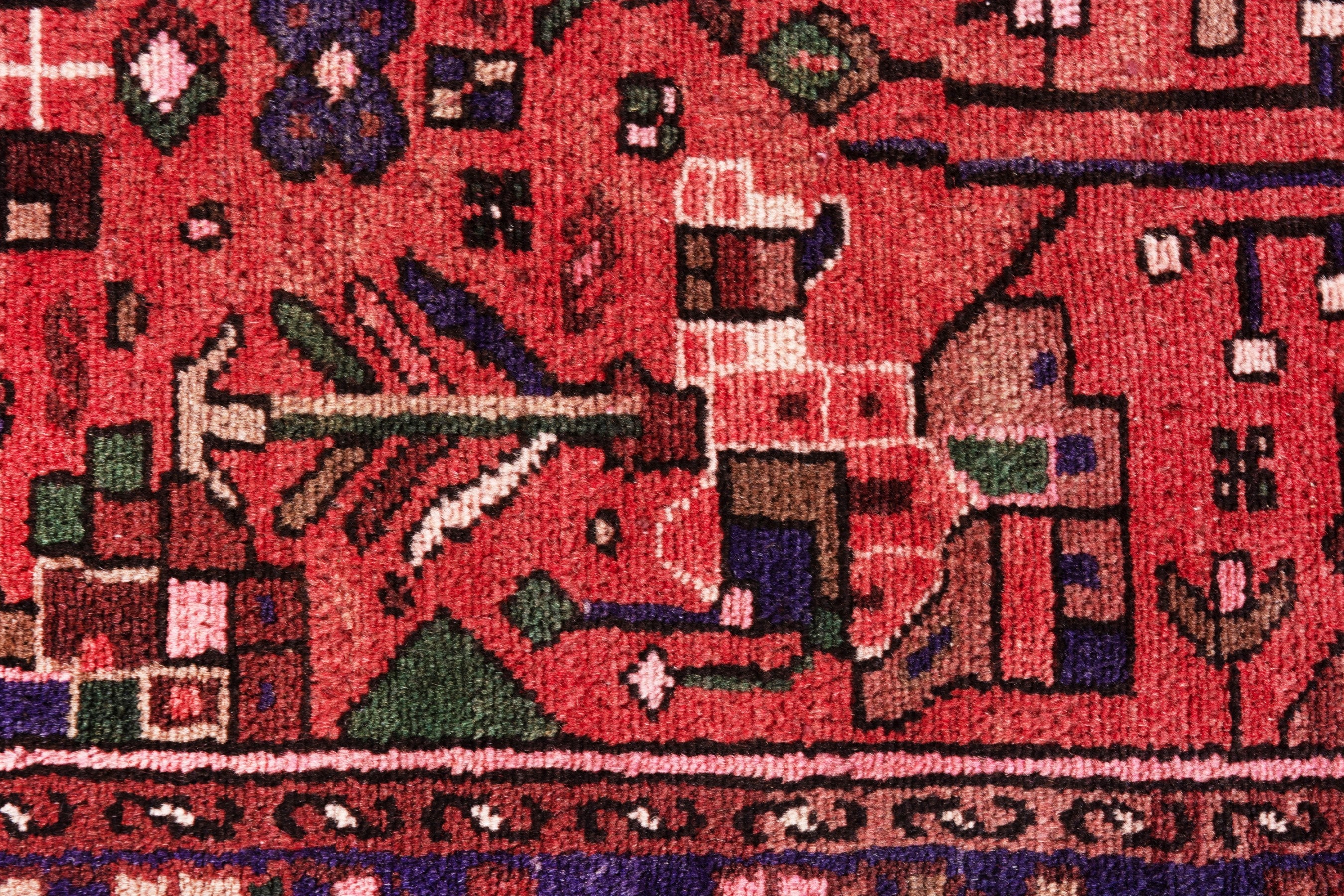 Persian Zanjan runner rug in deep red and navy, view 15 of 21