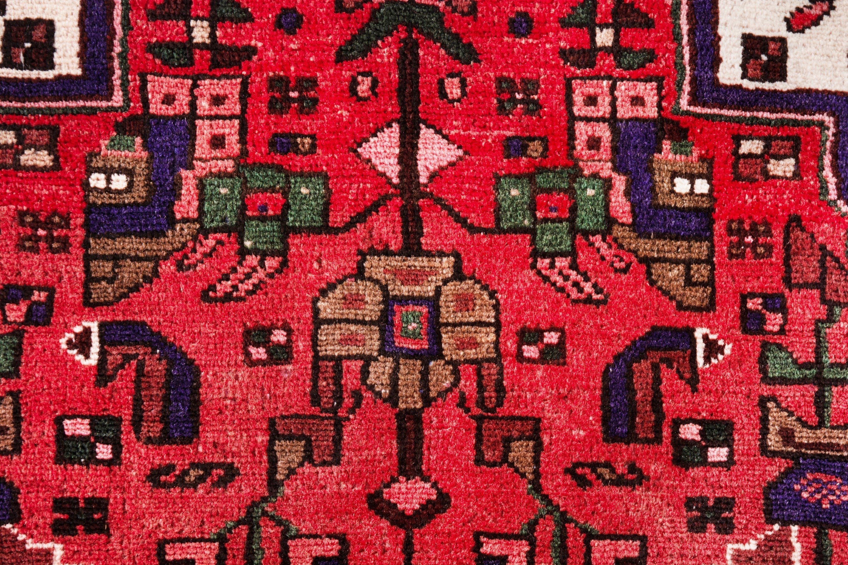 Persian Zanjan runner rug in deep red and navy, view 16 of 21