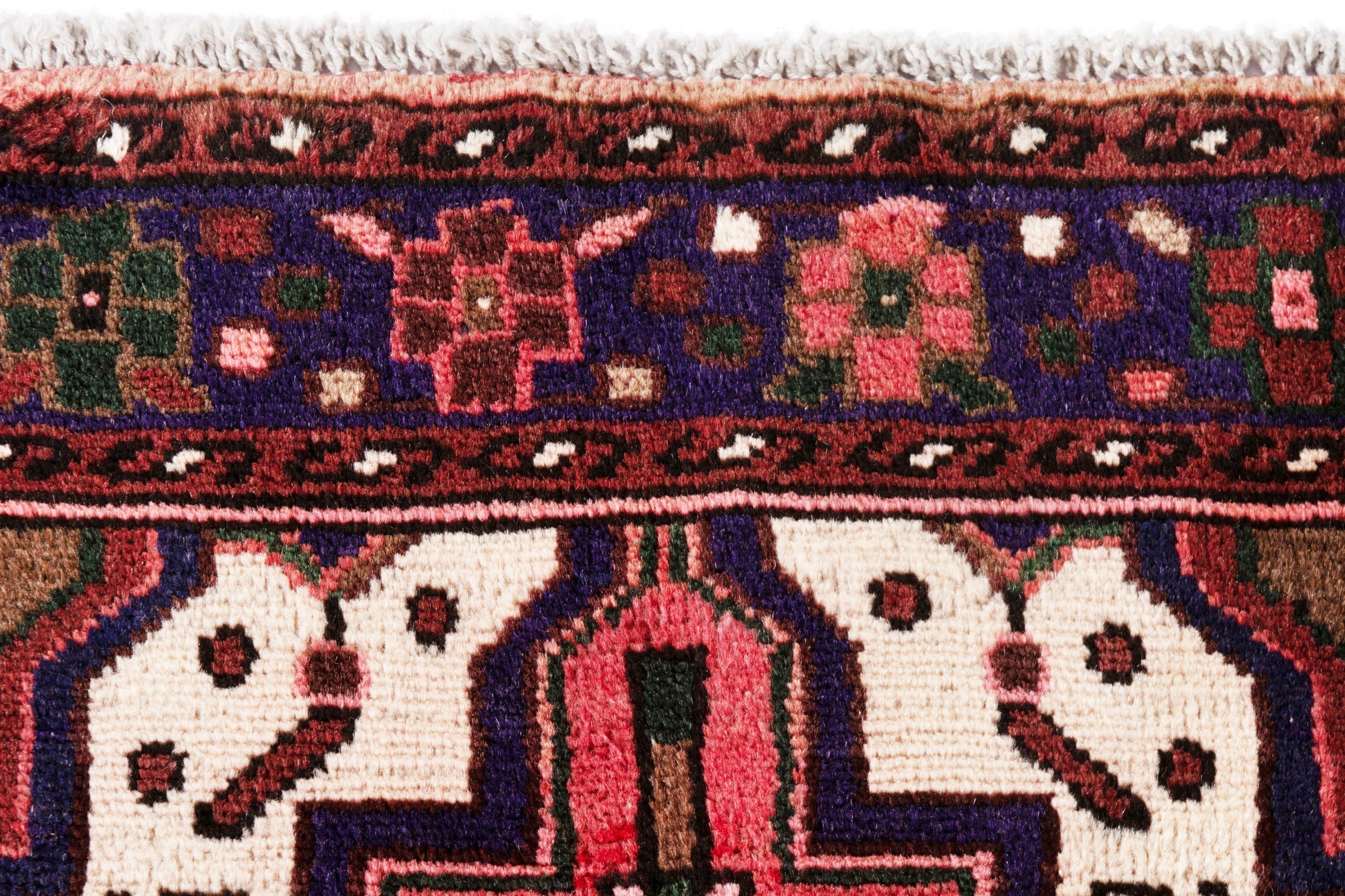 Persian Zanjan runner rug in deep red and navy, view 13 of 21