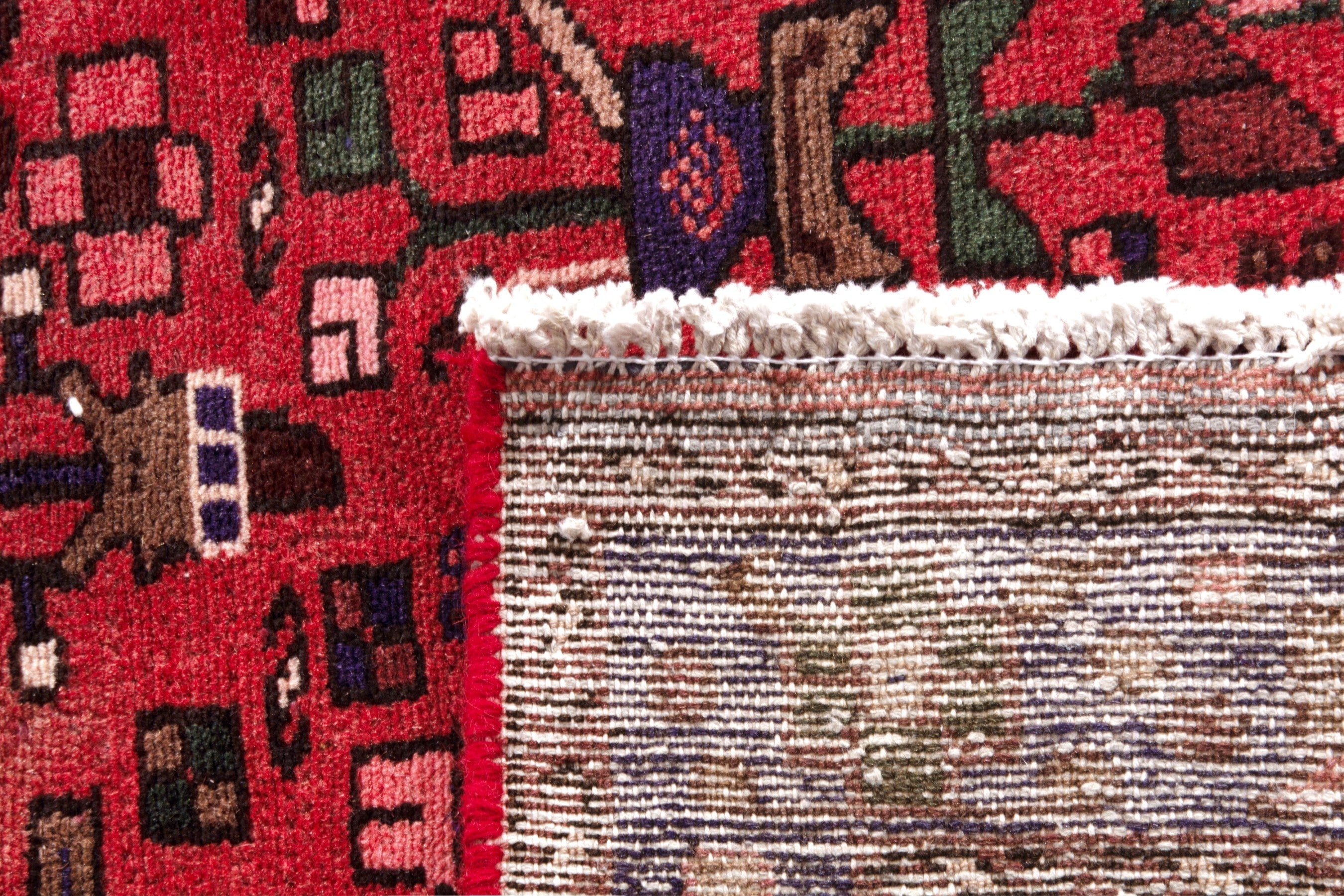 Persian Zanjan runner rug in deep red and navy, view 21 of 21