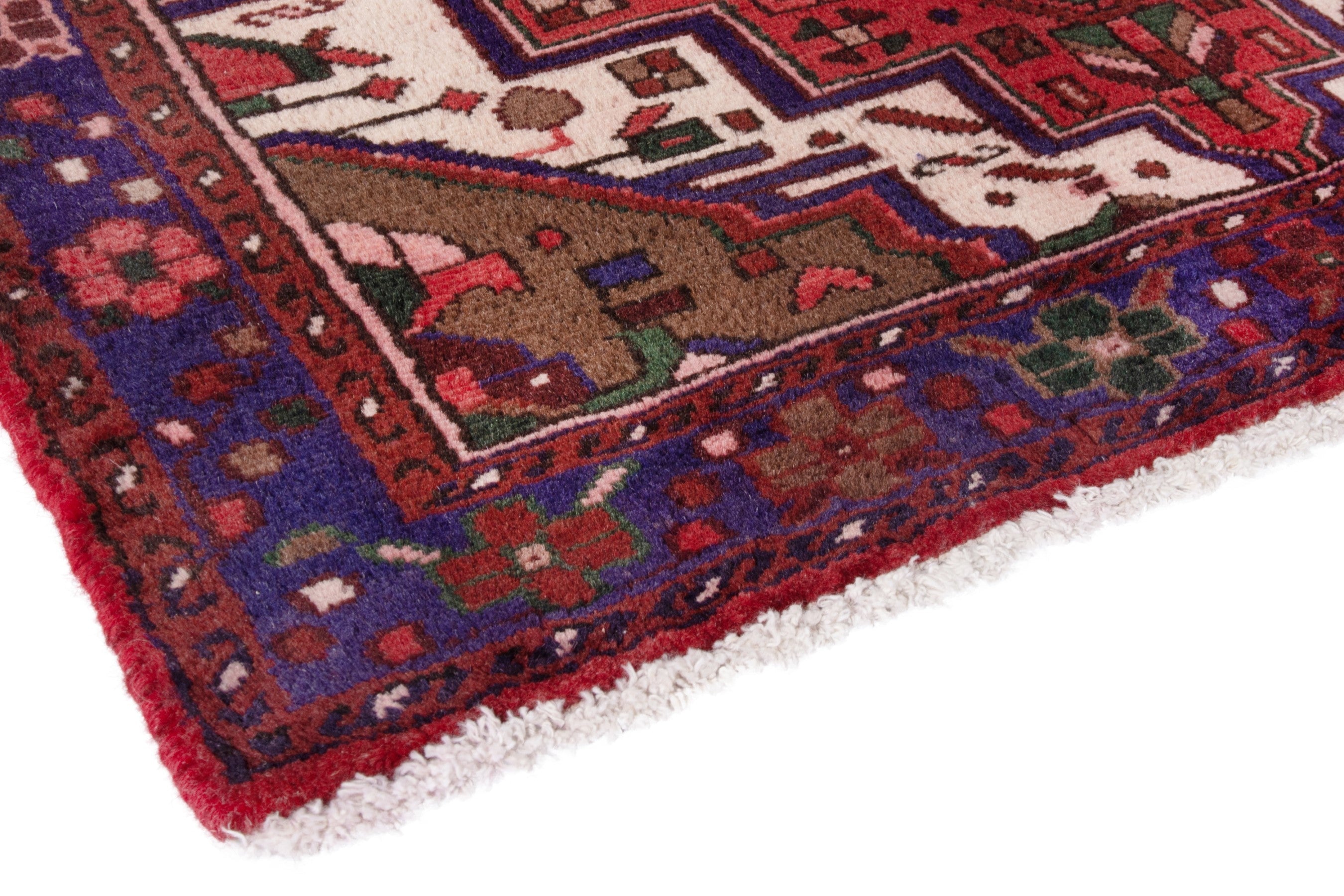 Persian Zanjan runner rug in deep red and navy, view 4 of 21